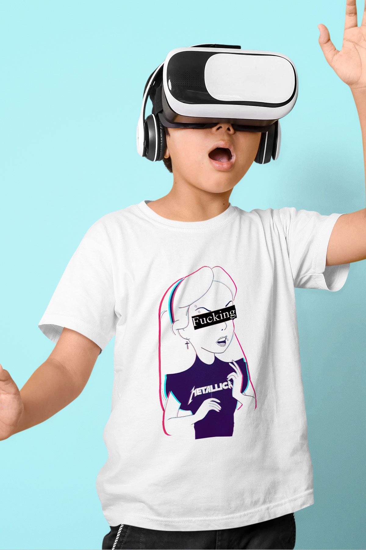 Metallica Baskılı Beyaz Unisex Çocuk Tişört