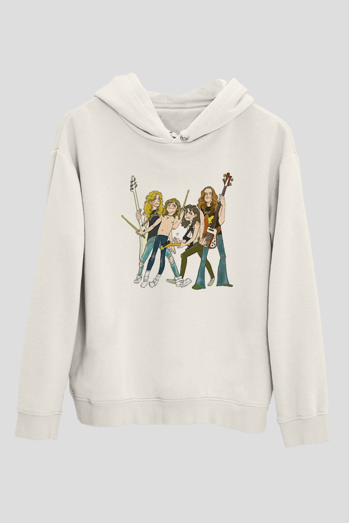Metallica Baskılı Beyaz Unisex Kapüşonlu Sweatshirt