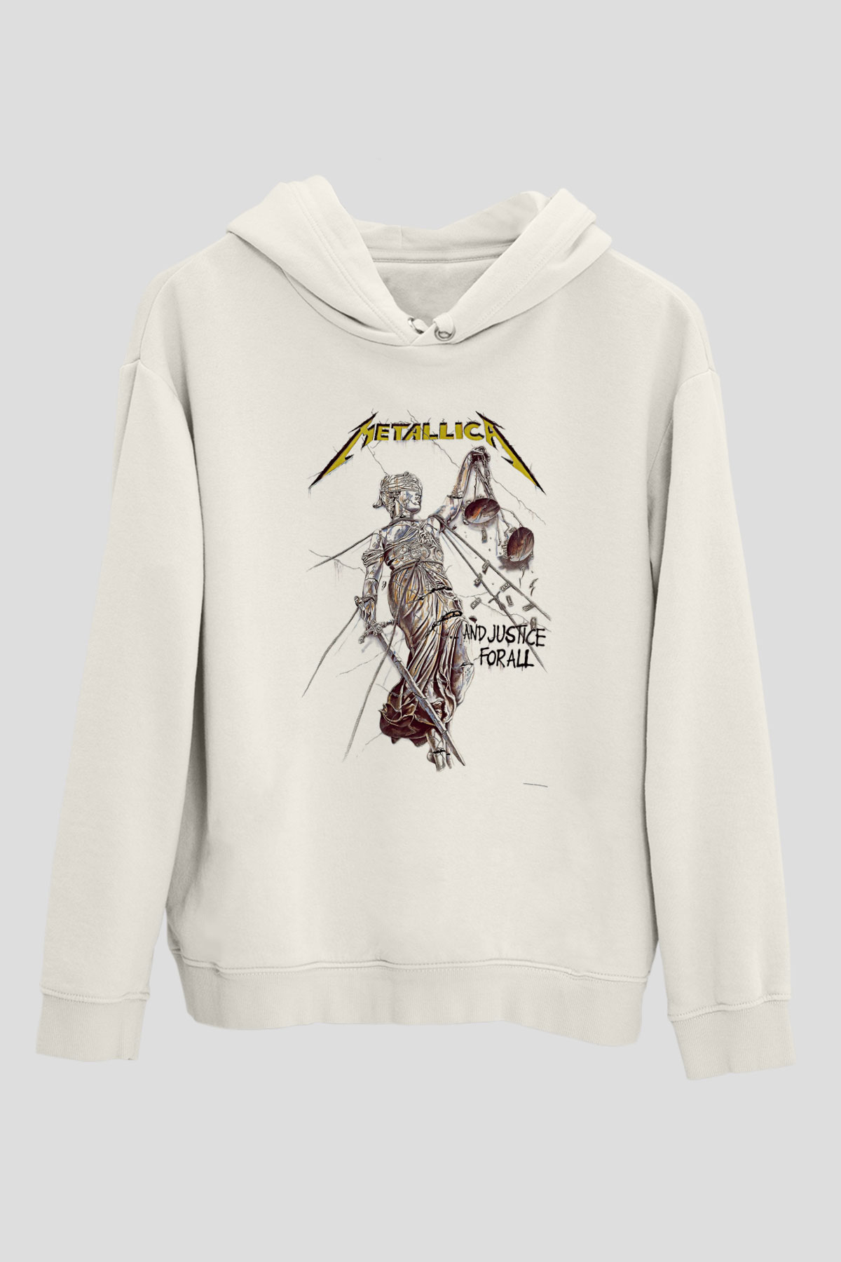 Metallica Baskılı Beyaz Unisex Kapüşonlu Sweatshirt