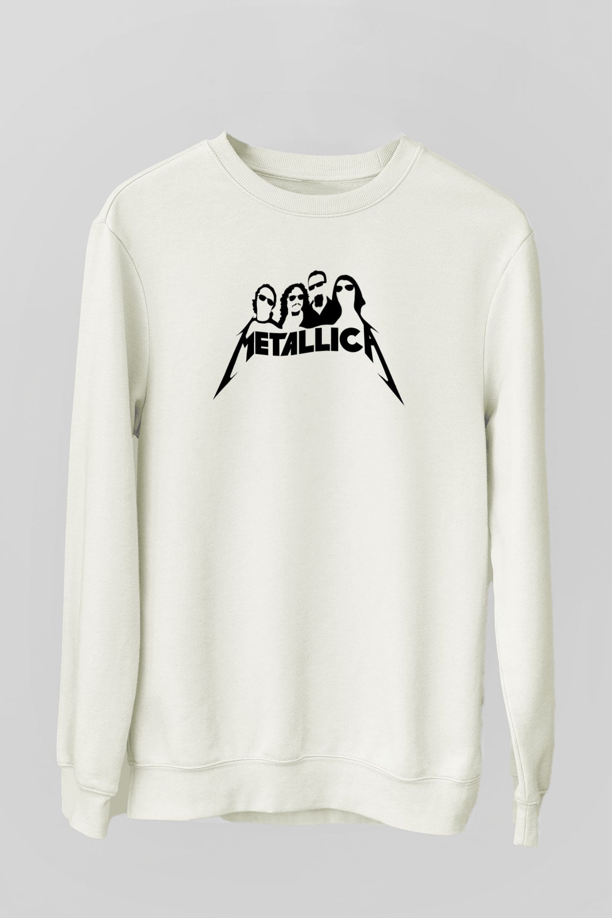 Metallica Baskılı Beyaz Unisex Sweatshirt