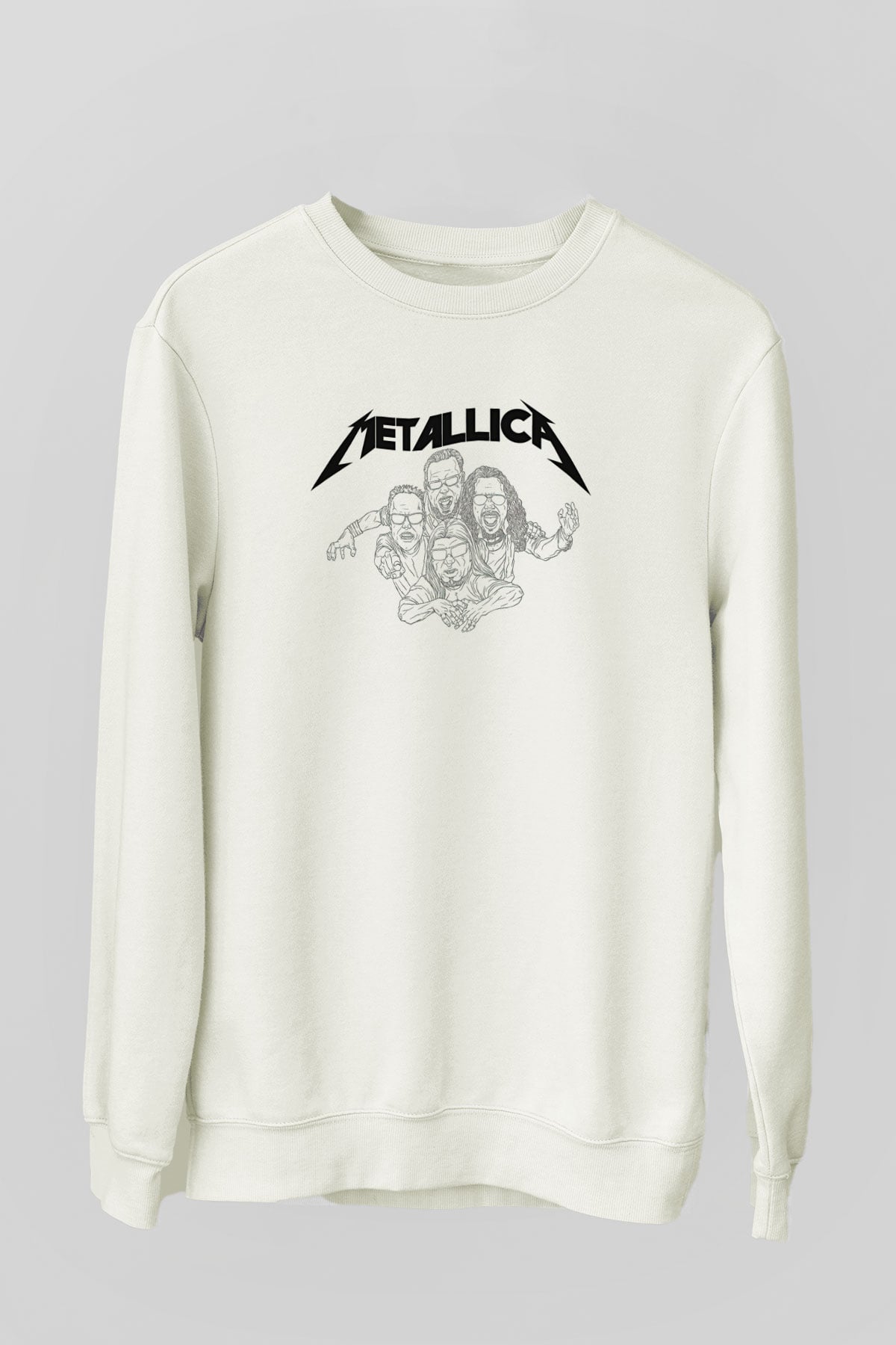 Metallica Baskılı Beyaz Unisex Sweatshirt