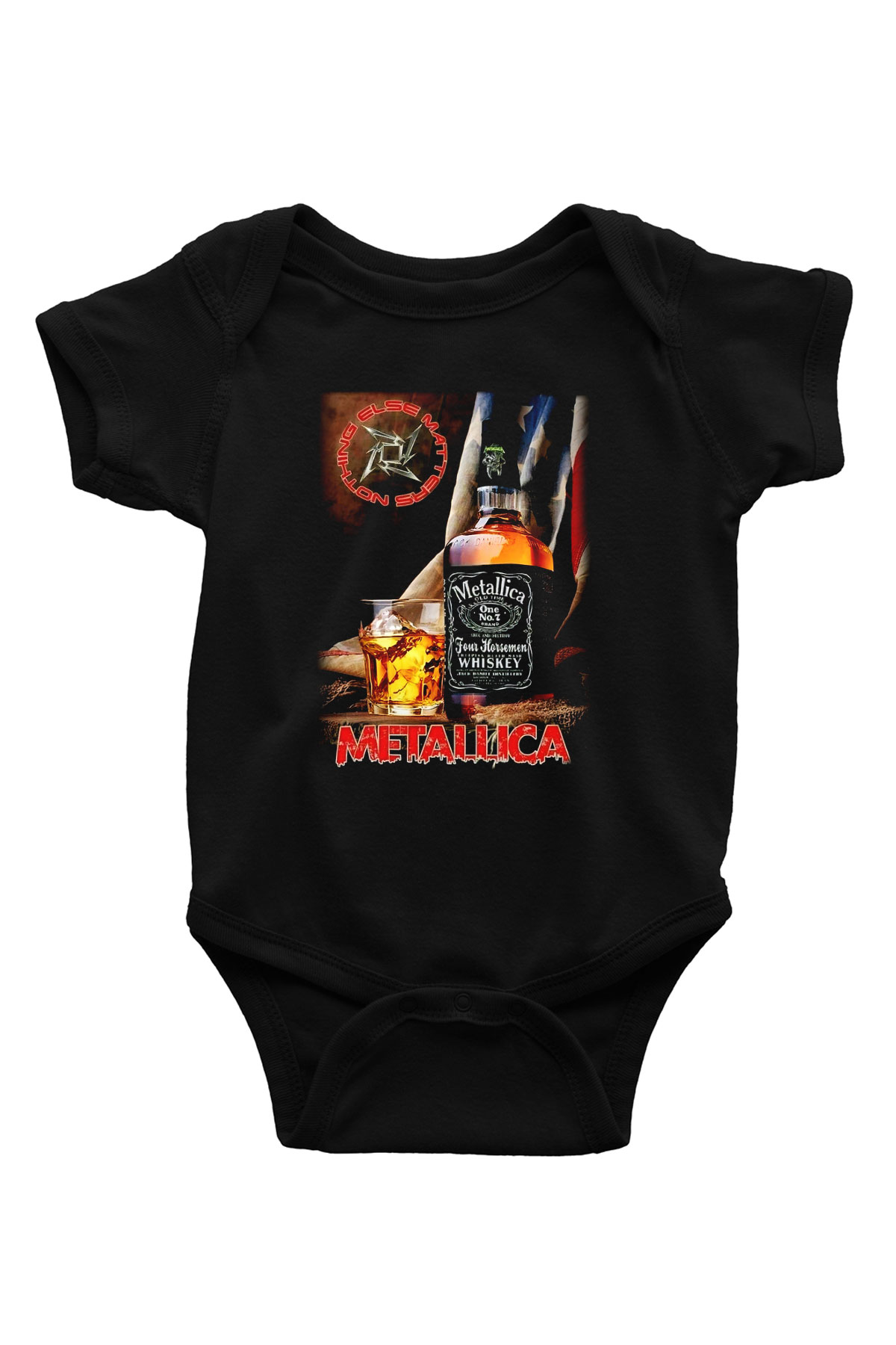 Metallica Baskılı Siyah Bebek Body - Zıbın