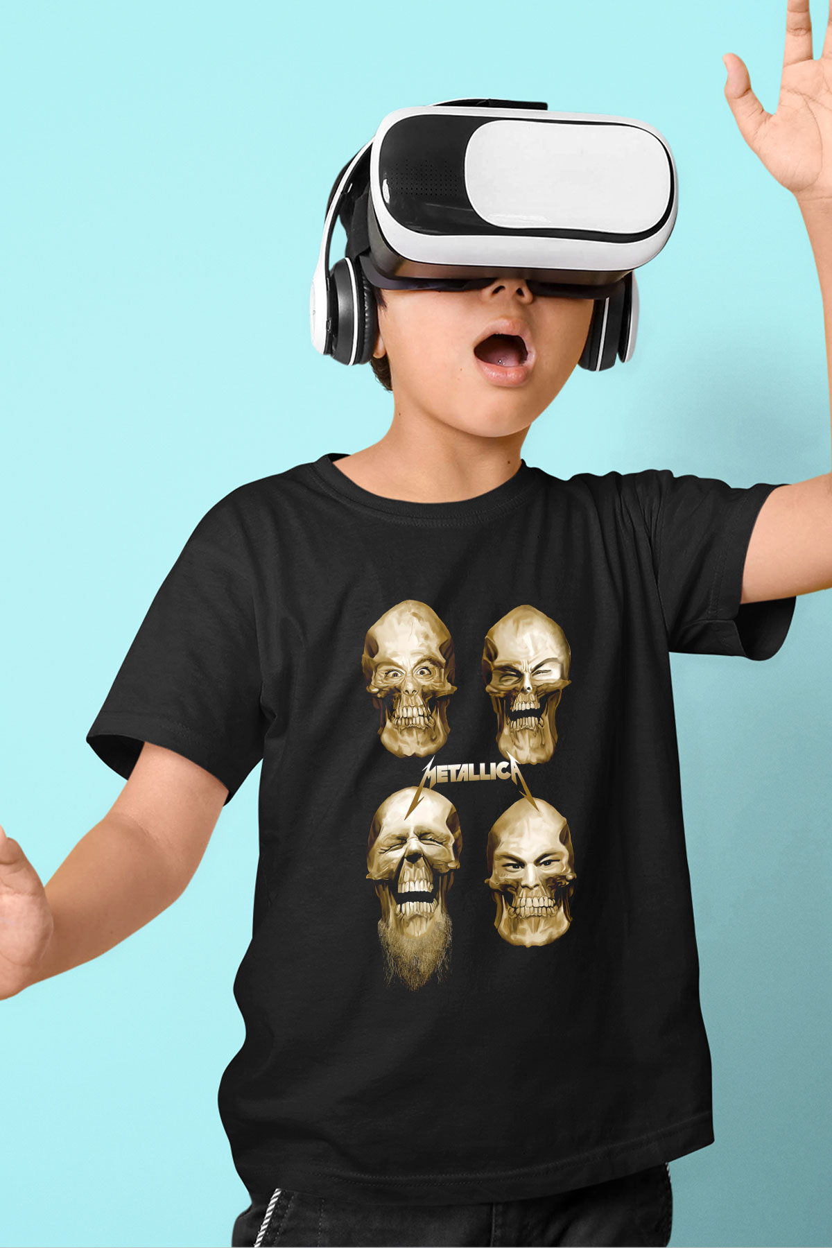 Metallica Baskılı Siyah Unisex Çocuk Tişört
