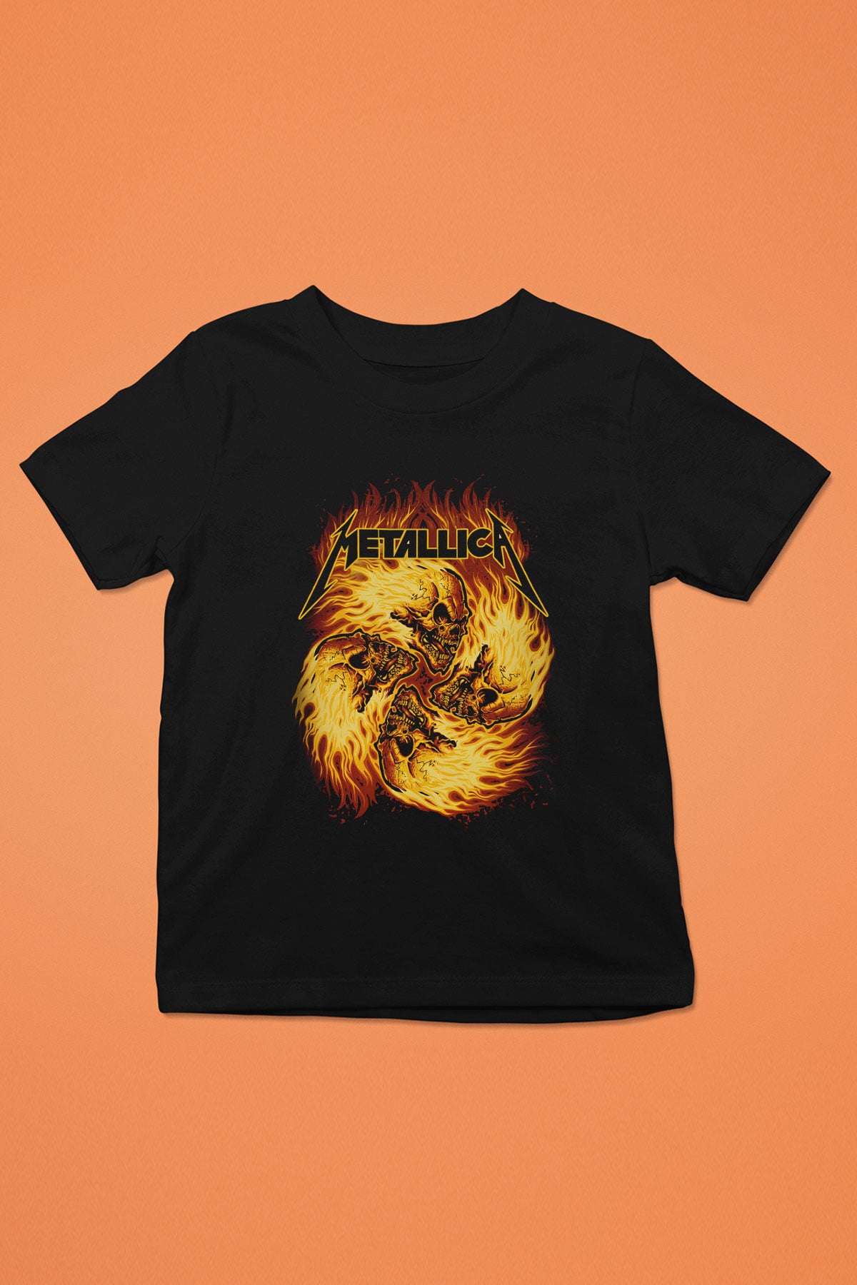 Metallica Baskılı Siyah Unisex Çocuk Tişört