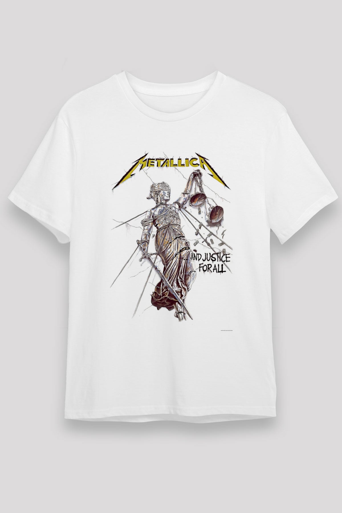 Metallica Baskılı Unisex Beyaz Tişört - Tshirt