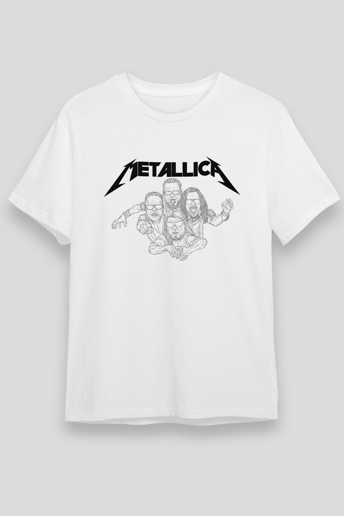 Metallica Baskılı Unisex Beyaz Tişört - Tshirt