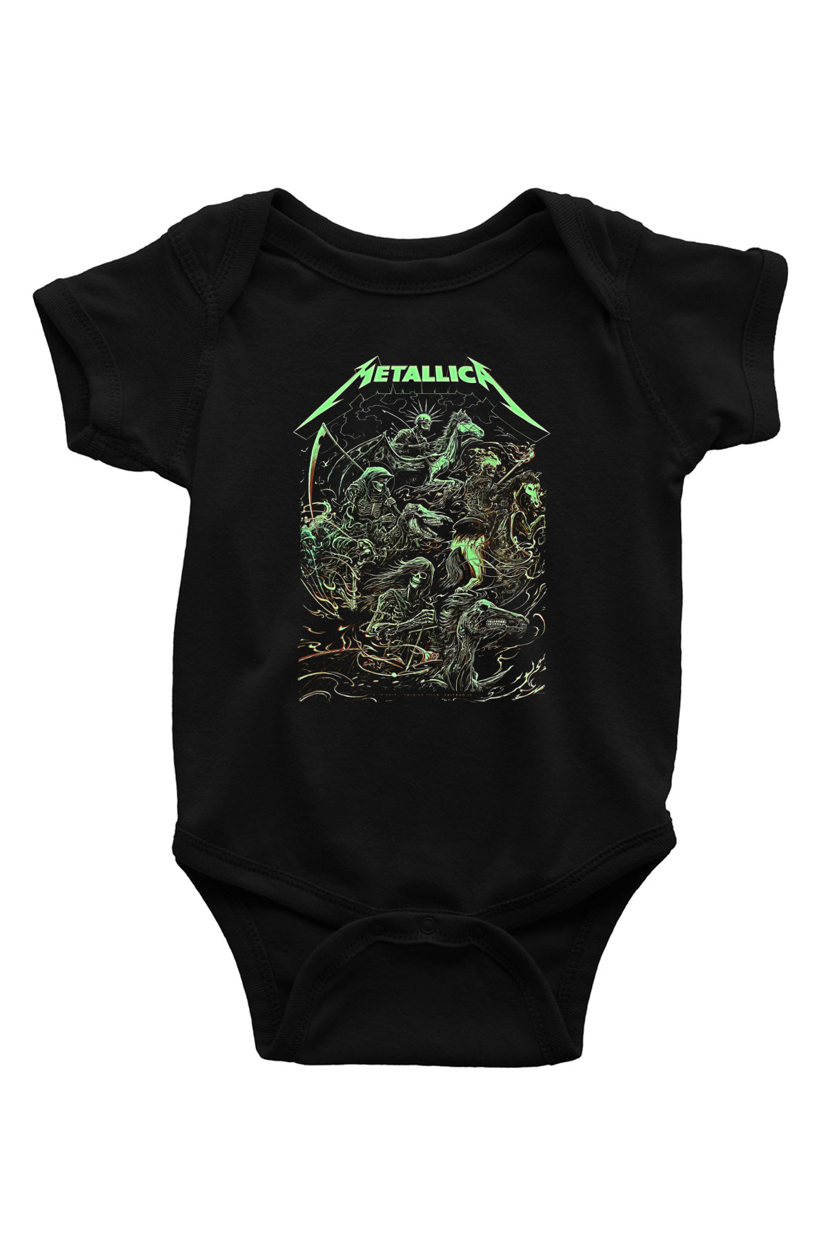 Metallica Baskılı Unisex Siyah Bebek Body - Zıbın