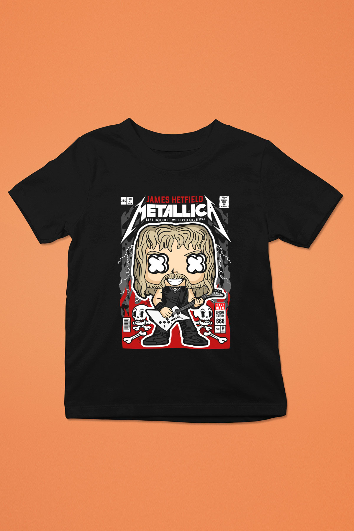 Metallica Baskılı Unisex Siyah Çocuk Tişört