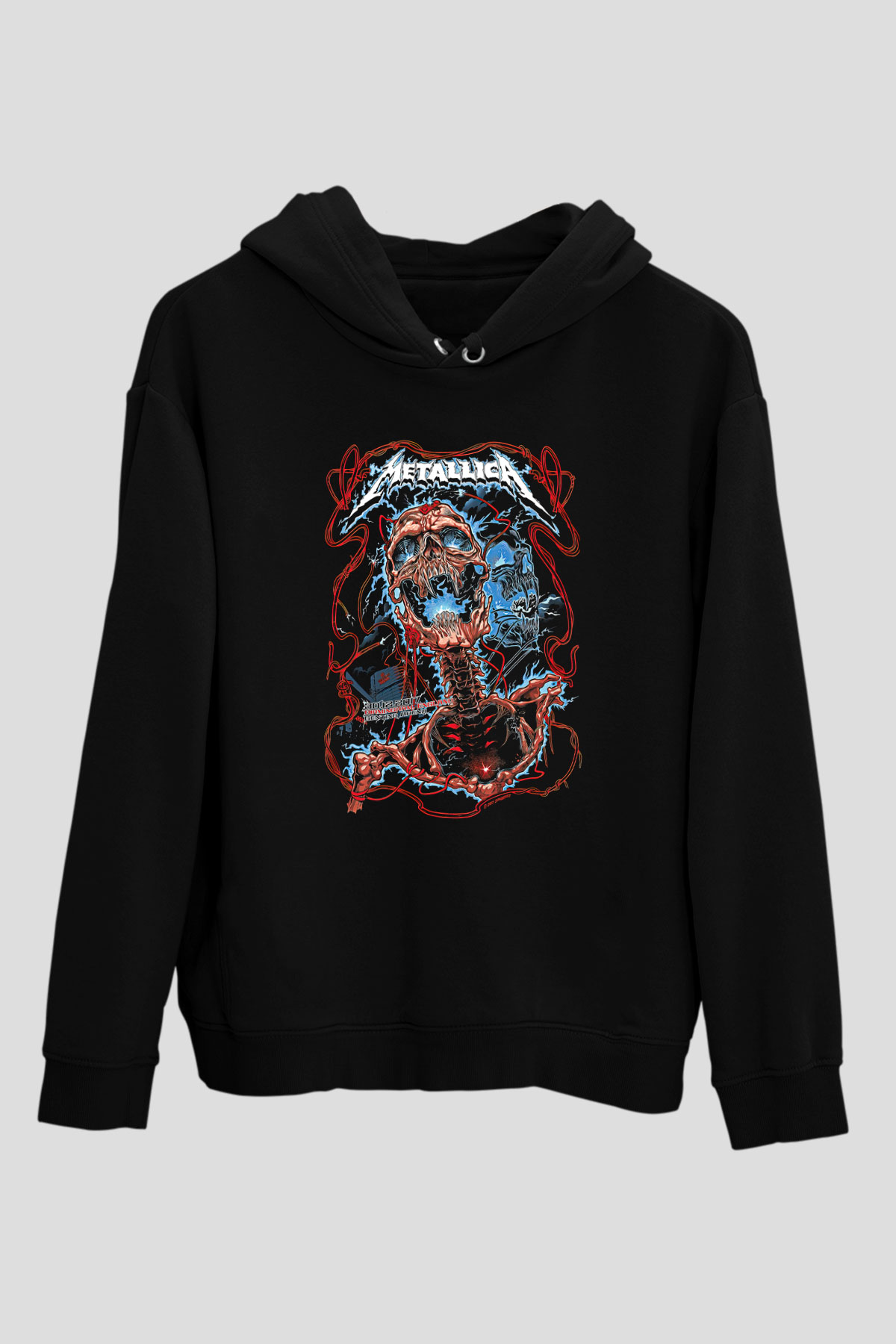 Metallica Baskılı Unisex Siyah Kapüşonlu Sweatshirt
