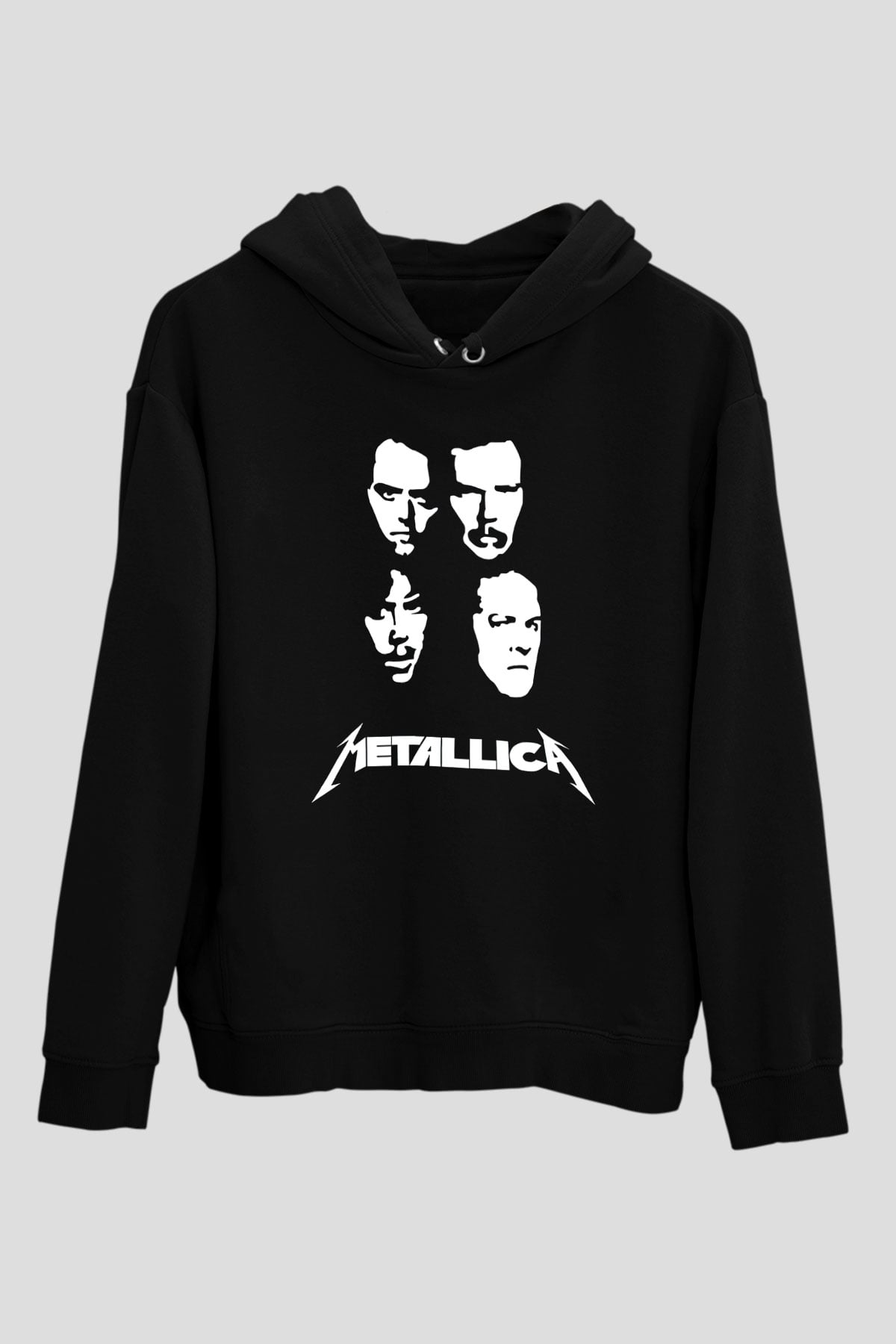 Metallica Baskılı Unisex Siyah Kapüşonlu Sweatshirt