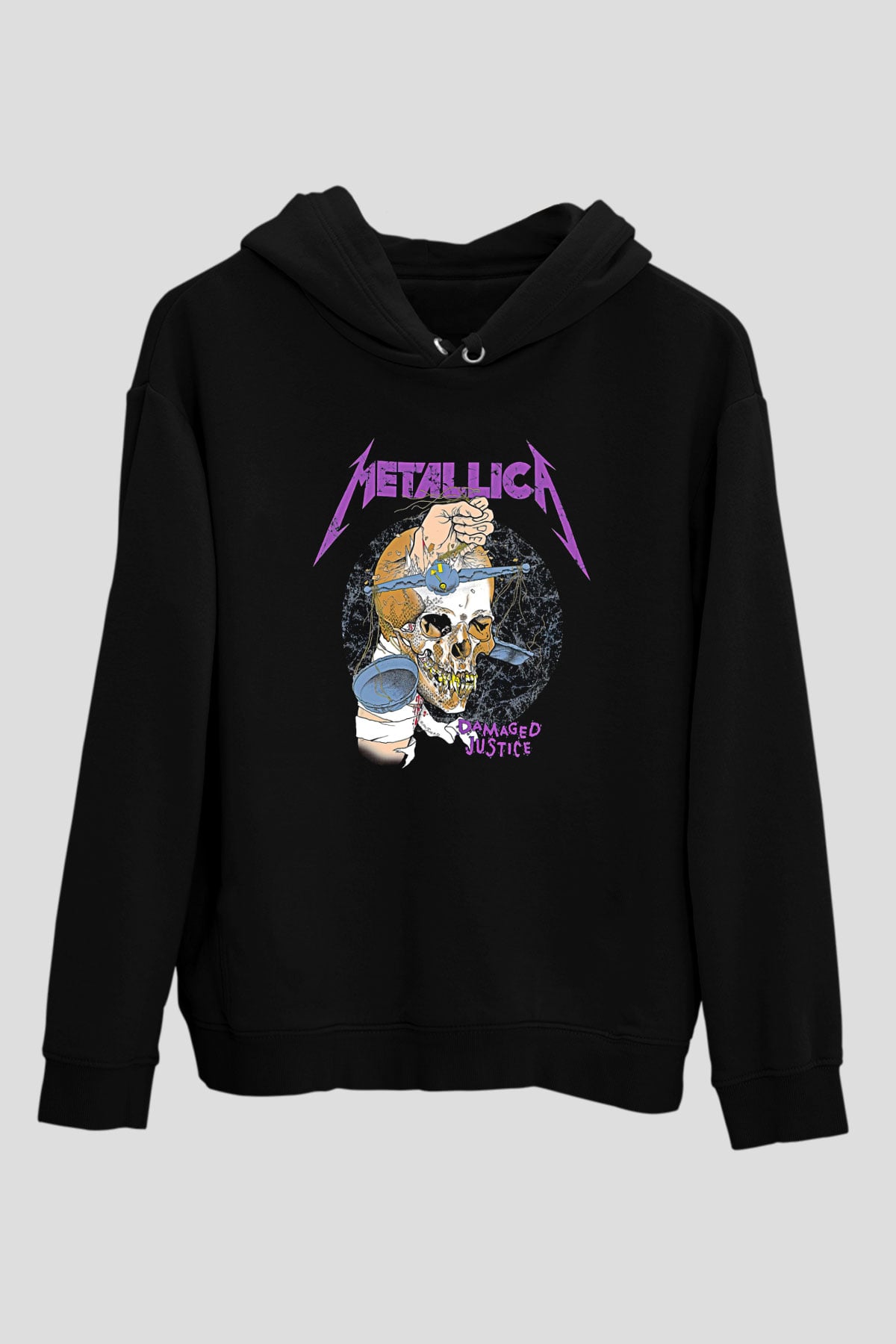 Metallica Baskılı Unisex Siyah Kapüşonlu Sweatshirt