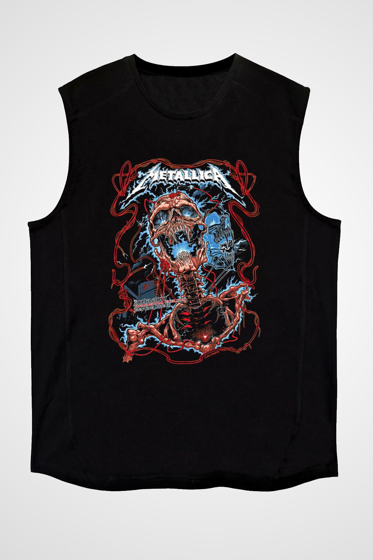 Metallica Baskılı Unisex Siyah Kolsuz Tişört - Tshirt