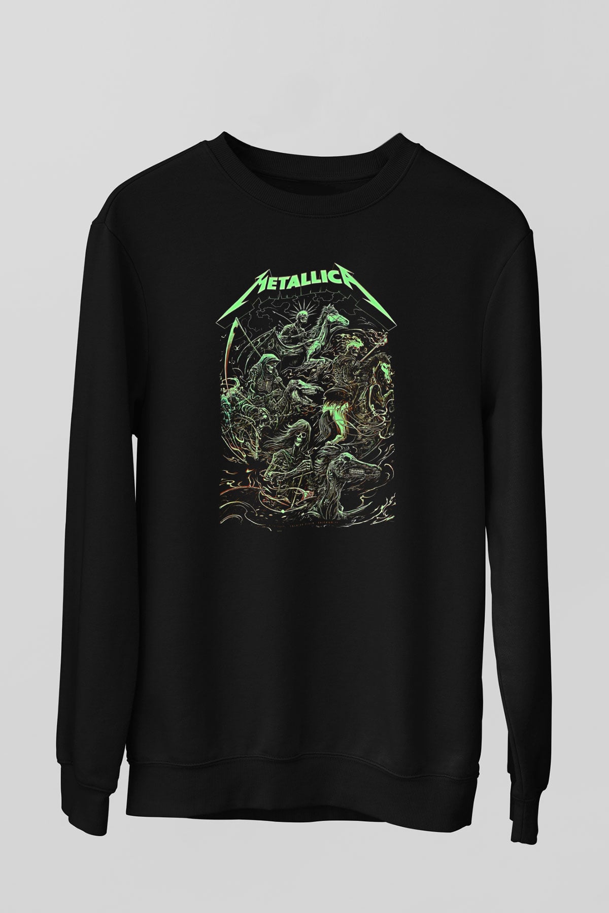 Metallica Baskılı Unisex Siyah Sweatshirt