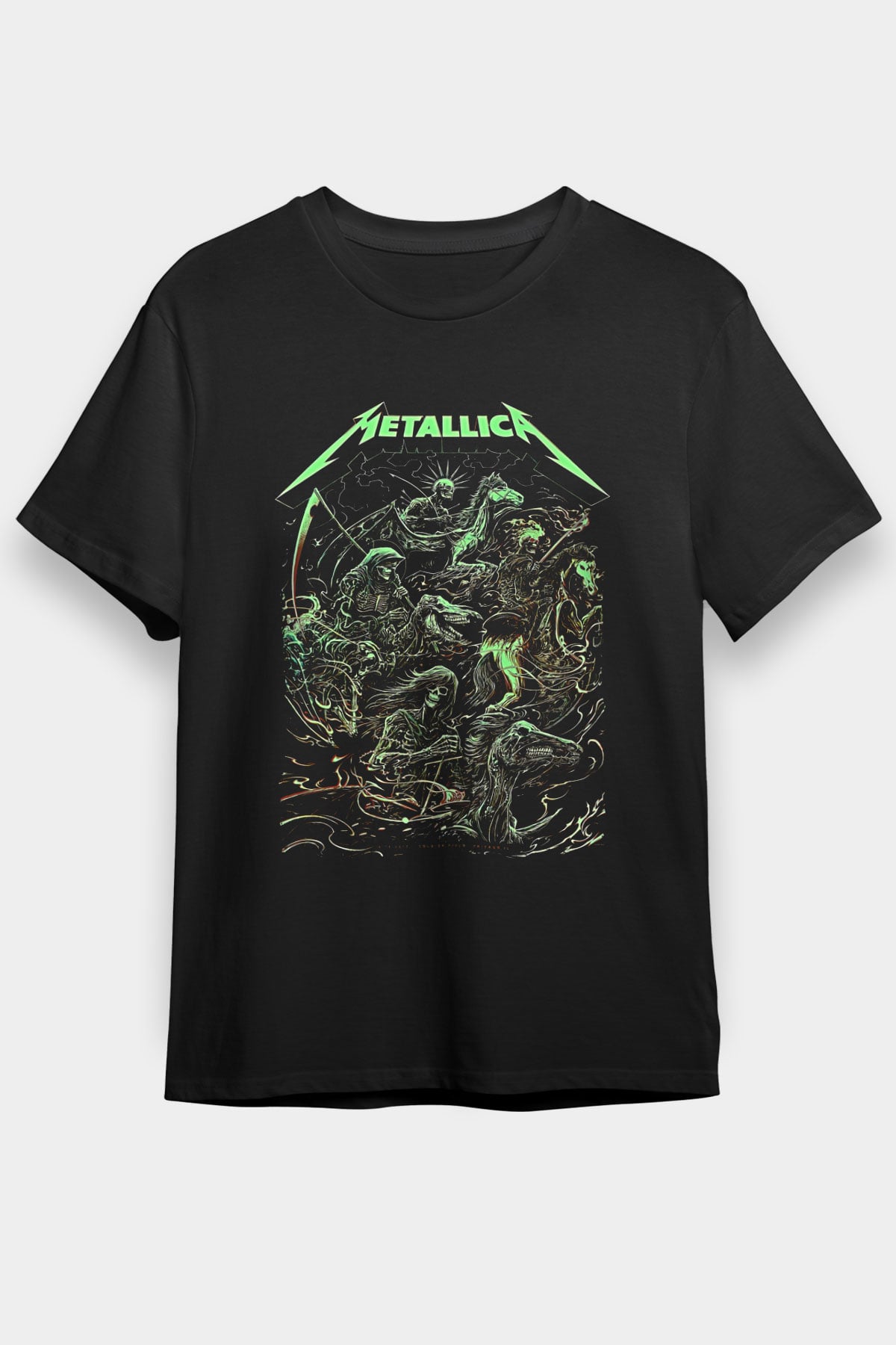 Metallica Baskılı Unisex Siyah Tişört - Tshirt