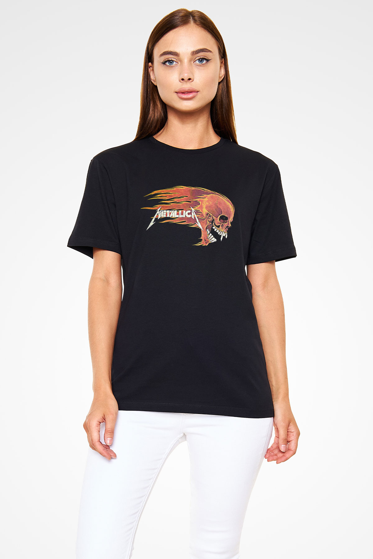 Metallica Baskılı Unisex Siyah Tişört - Tshirt