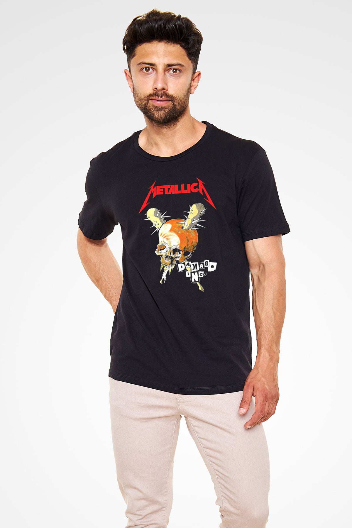Metallica Baskılı Unisex Siyah Tişört - Tshirt