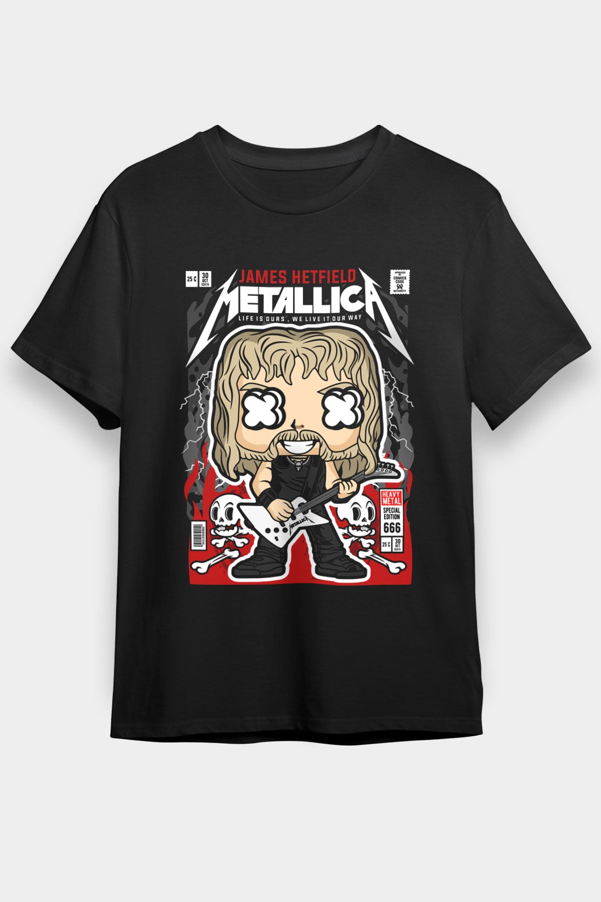 Metallica Baskılı Unisex Siyah Tişört