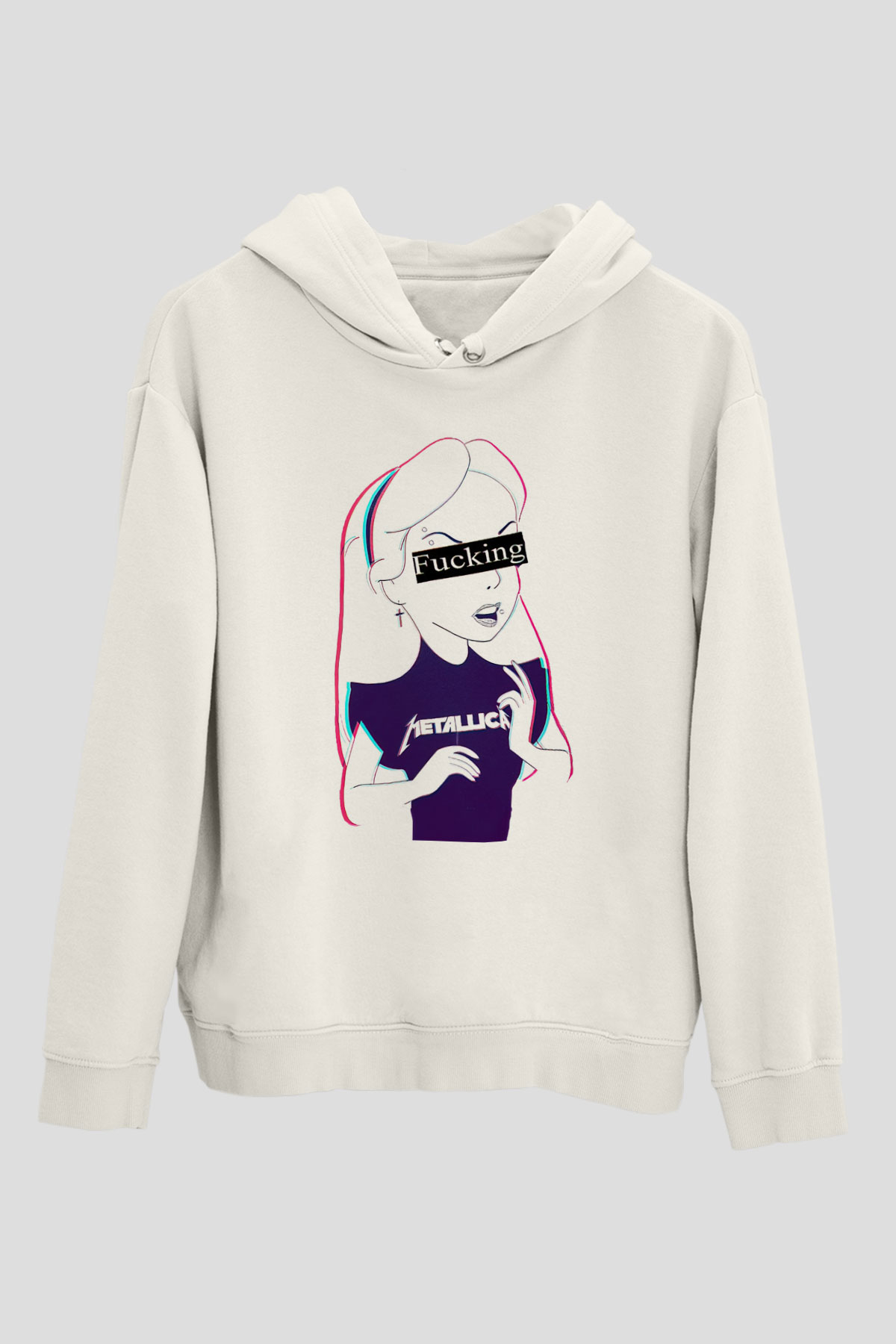 Metallica Beyaz Unisex Kapşonlu Sweatshirt