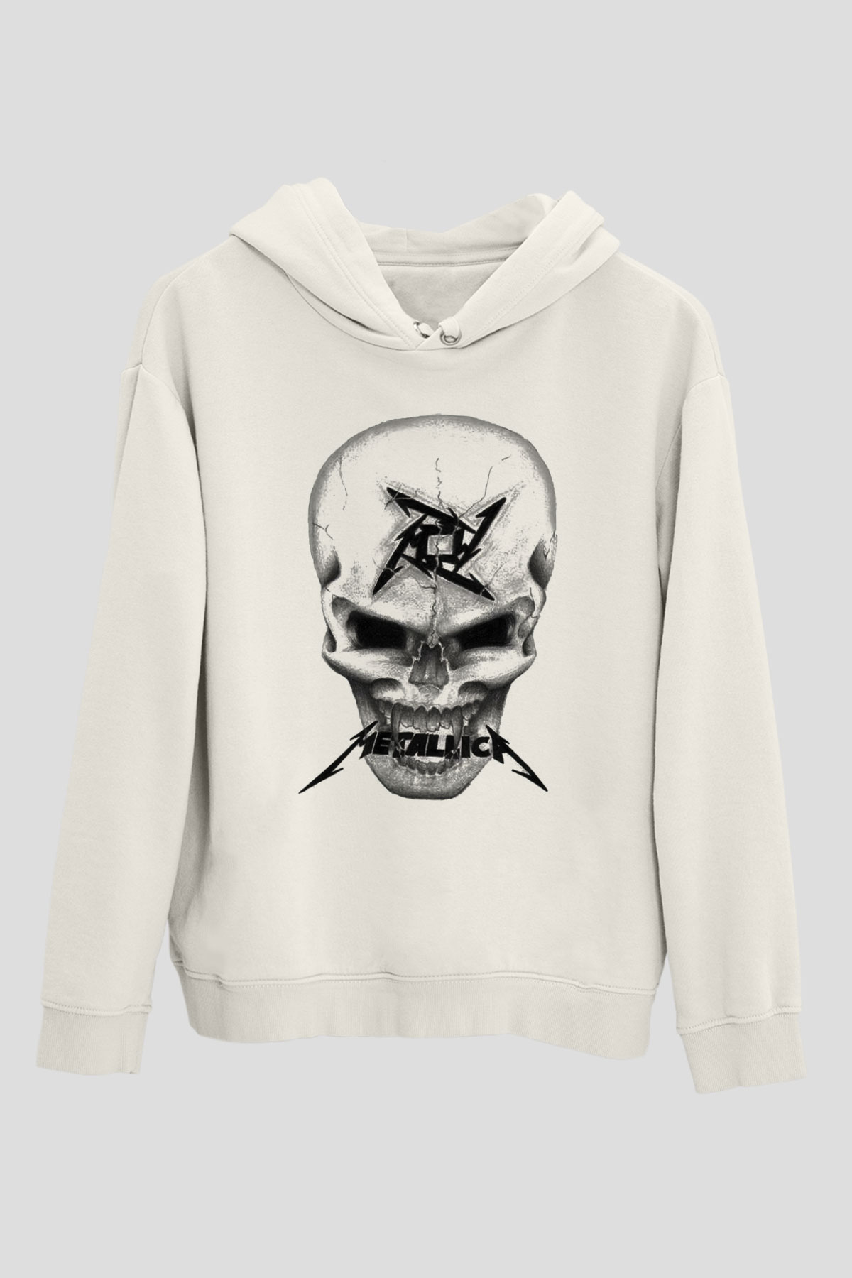 Metallica Beyaz Unisex Kapşonlu Sweatshirt