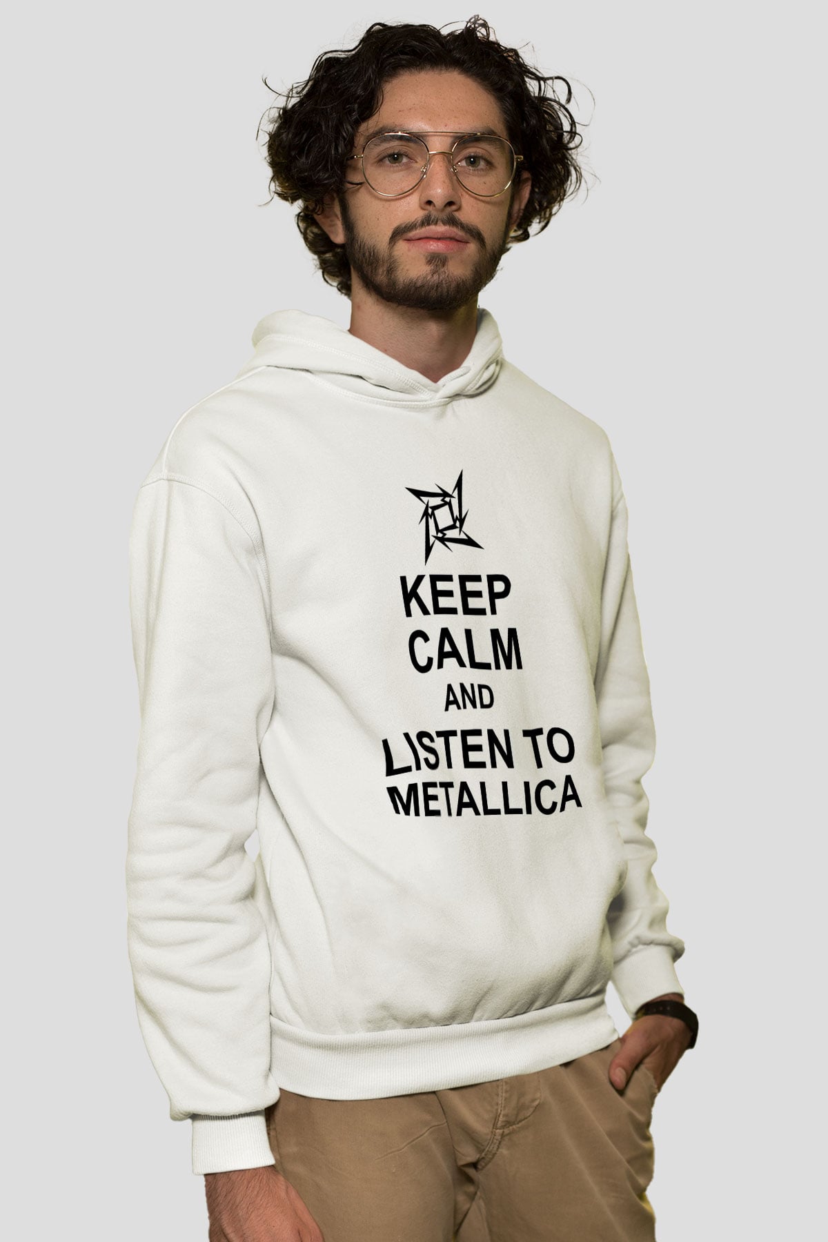 Metallica Beyaz Unisex Kapşonlu Sweatshirt