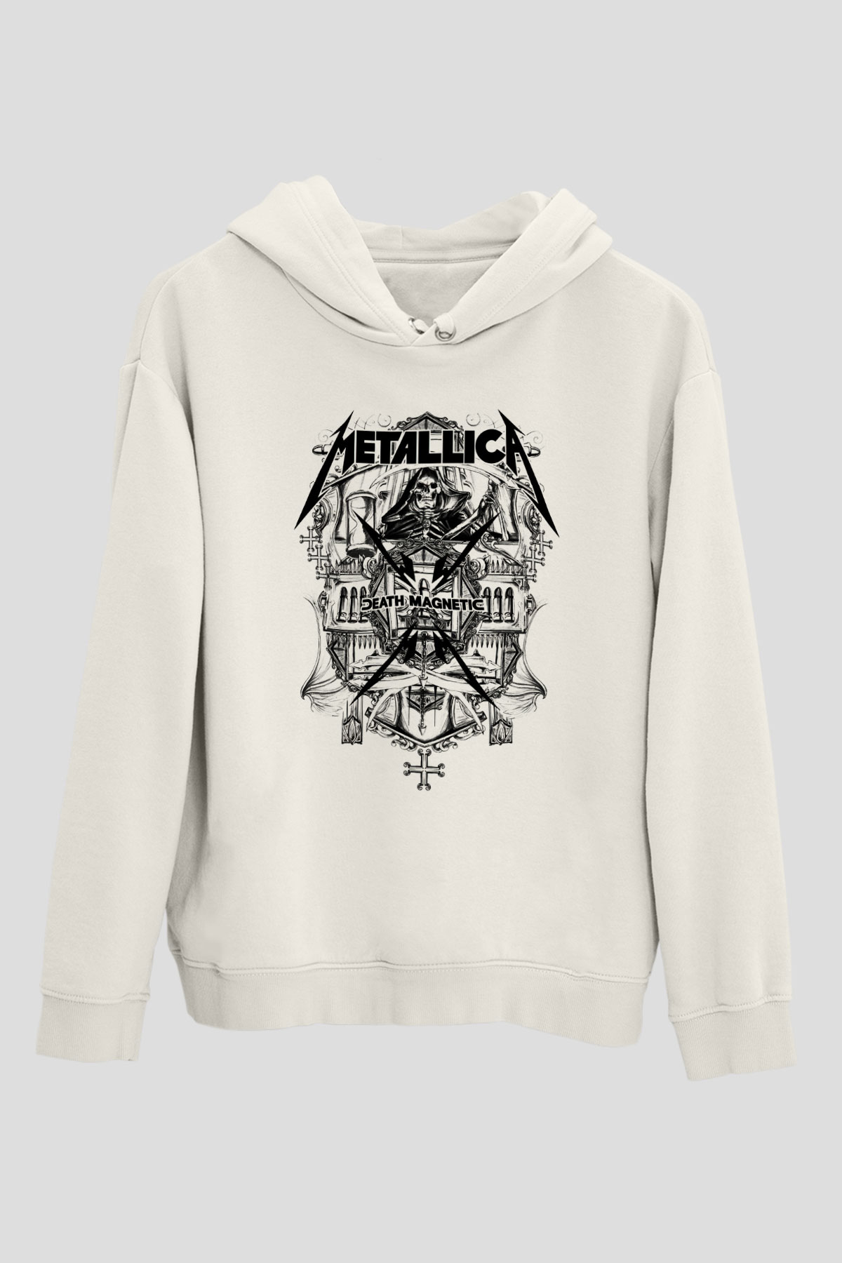 Metallica Beyaz Unisex Kapşonlu Sweatshirt