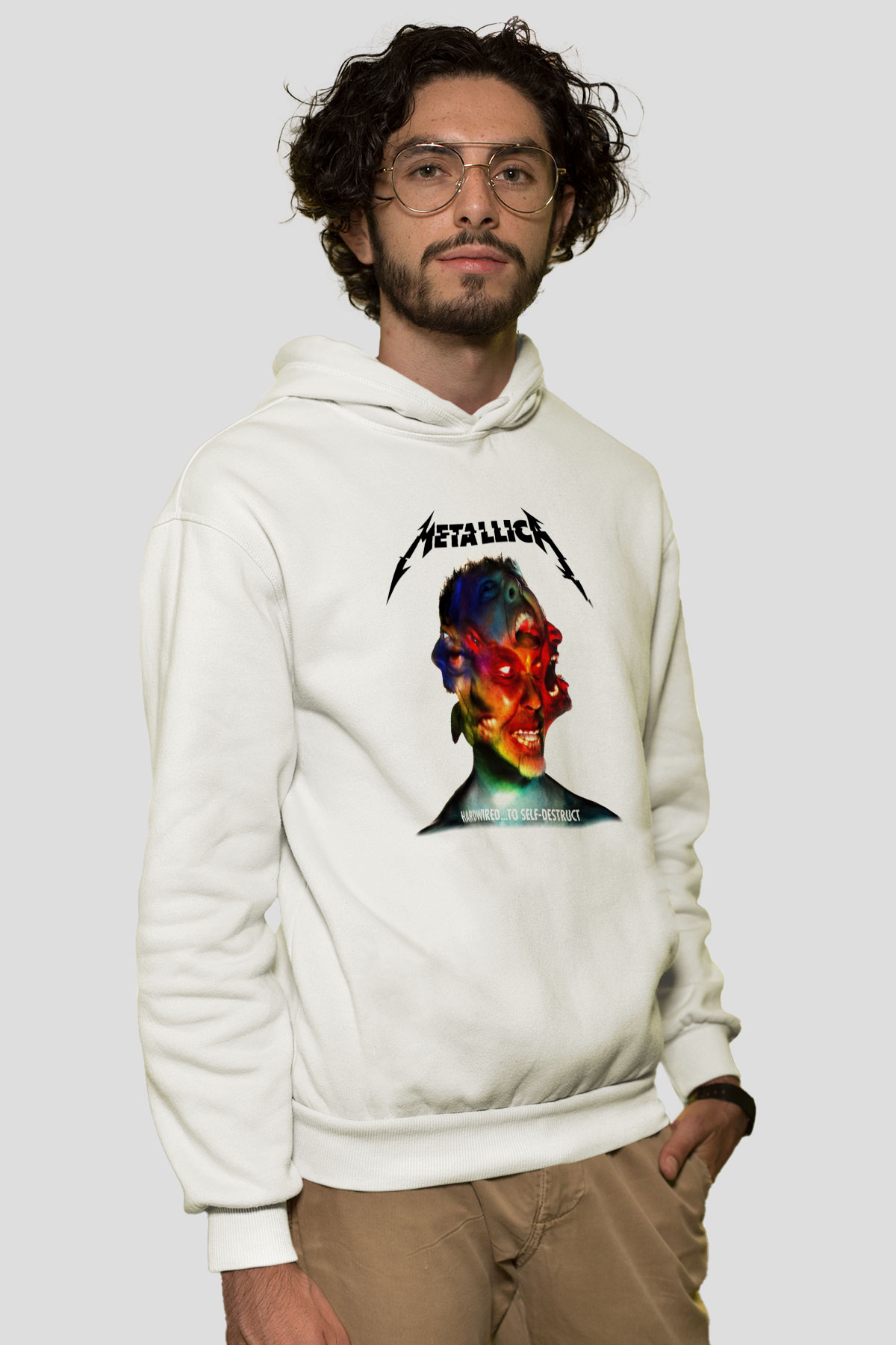 Metallica Beyaz Unisex Kapşonlu Sweatshirt