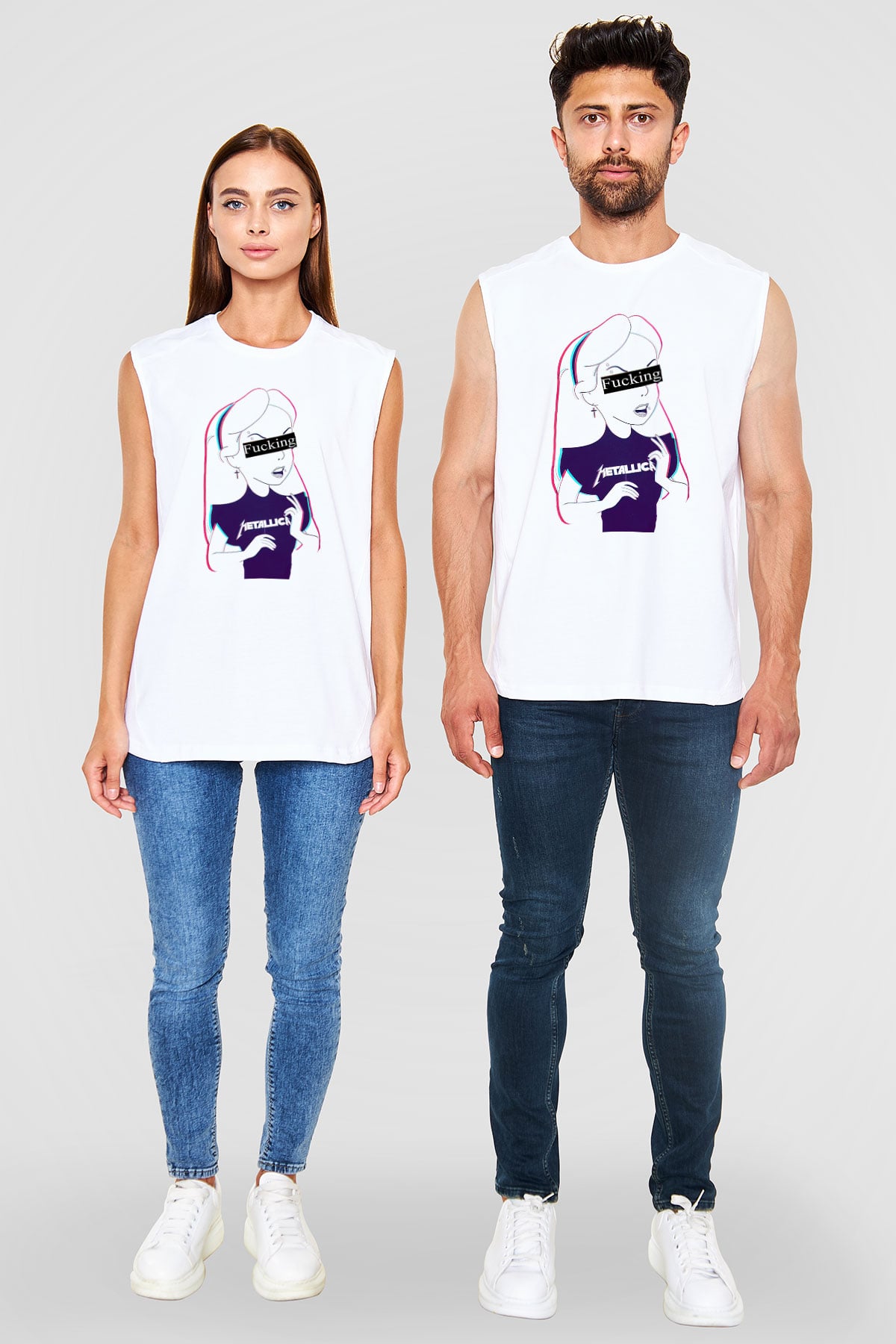 Metallica Beyaz Unisex Kolsuz Tişört