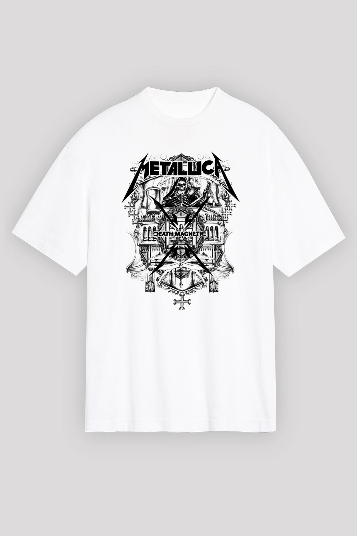 Metallica Beyaz Unisex Oversize Tişört T-Shirt