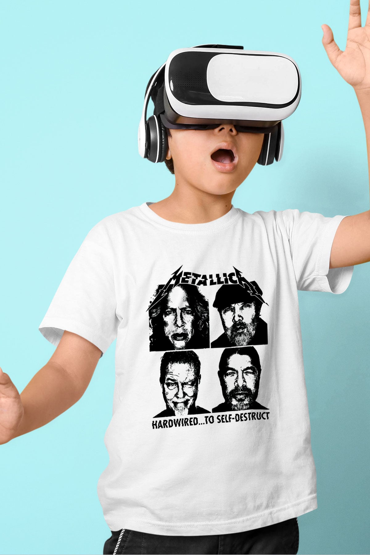 Metallica Hardwired To Self Destruct Baskılı Beyaz Unisex Çocuk Tişört