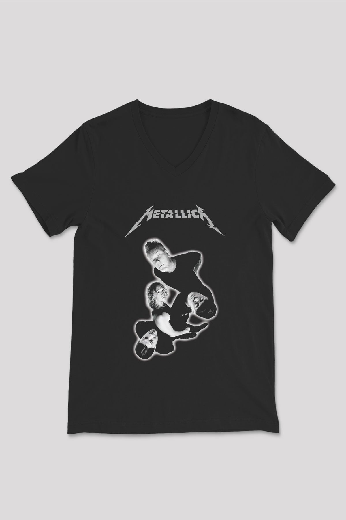 Metallica Siyah Unisex V Yaka Tişört T-Shirt