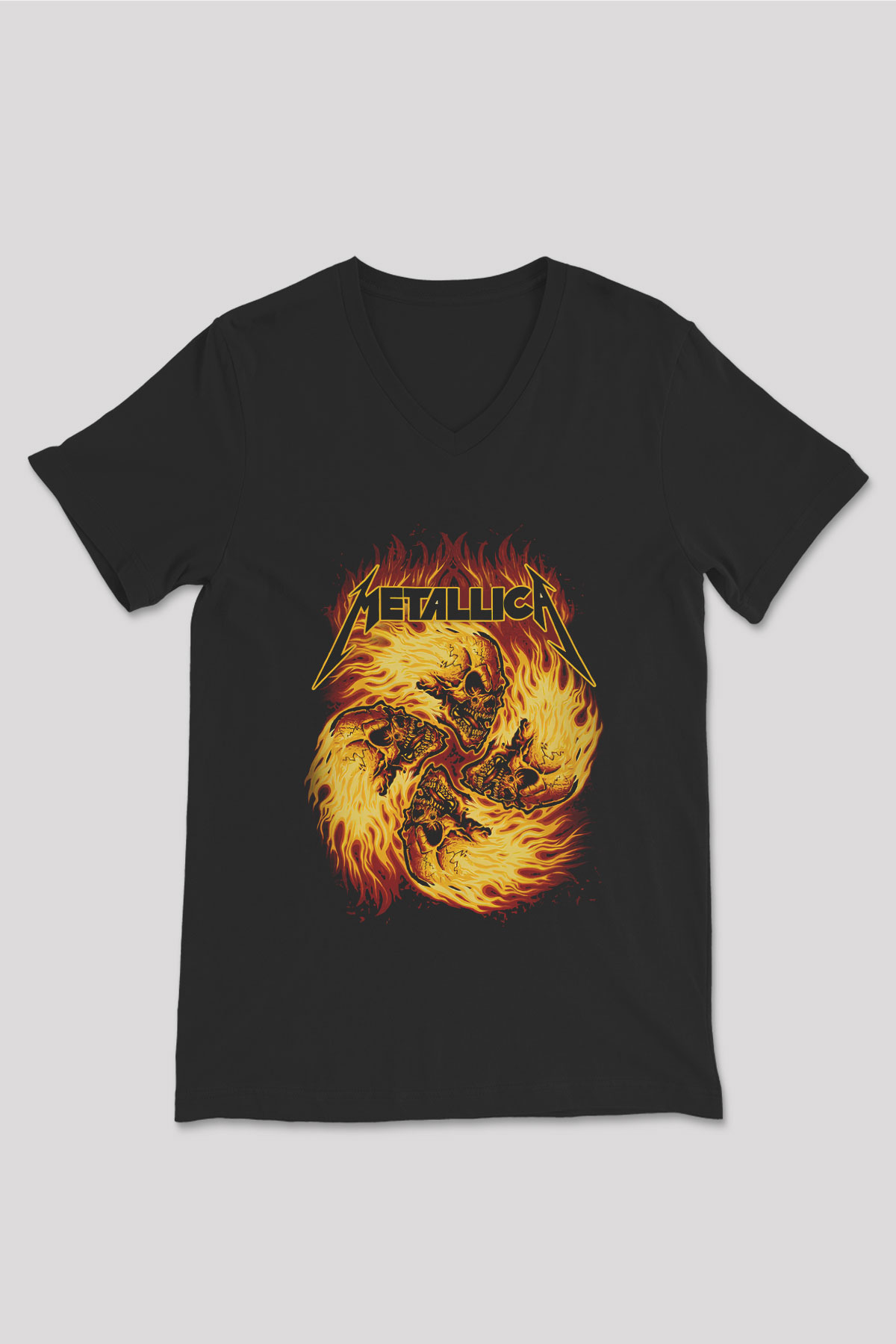 Metallica Siyah Unisex V Yaka Tişört T-Shirt