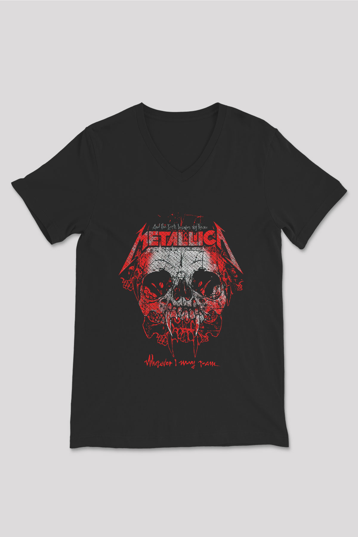Metallica Siyah Unisex V Yaka Tişört T-Shirt