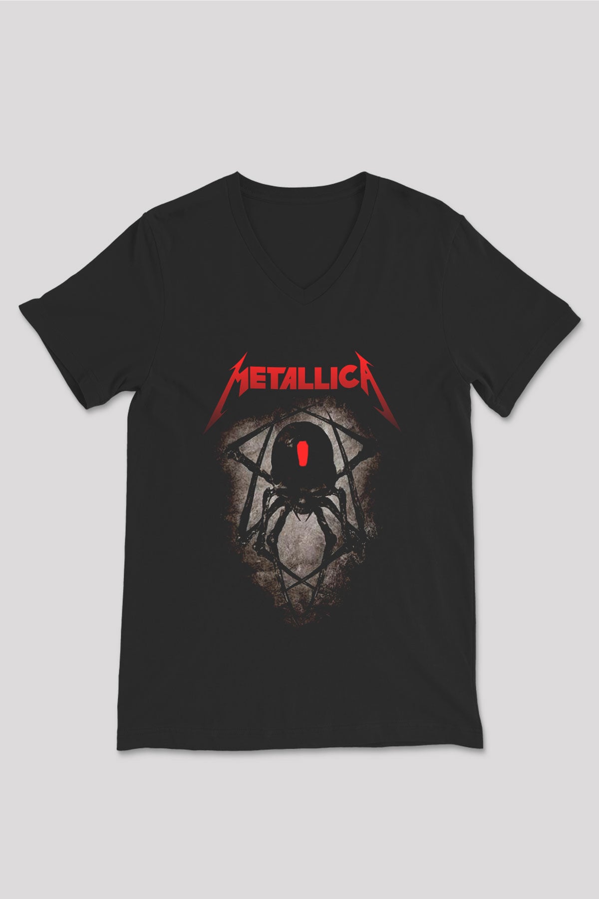 Metallica Siyah Unisex V Yaka Tişört T-Shirt