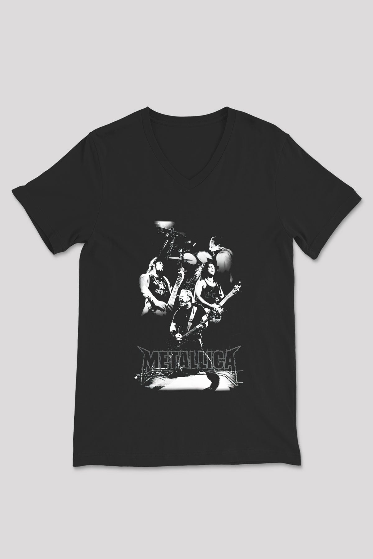 Metallica Siyah Unisex V Yaka Tişört T-Shirt