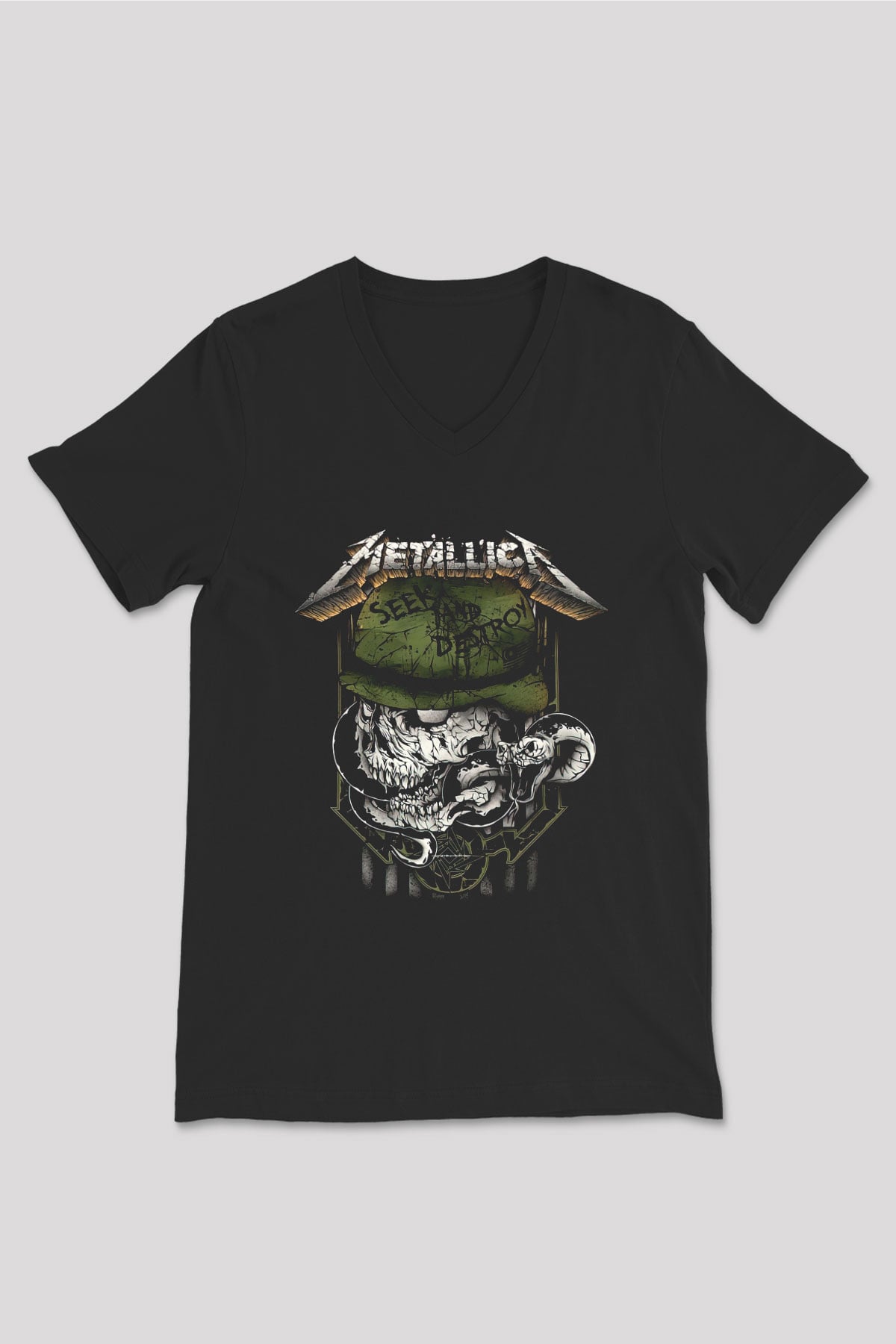 Metallica Siyah Unisex V Yaka Tişört T-Shirt