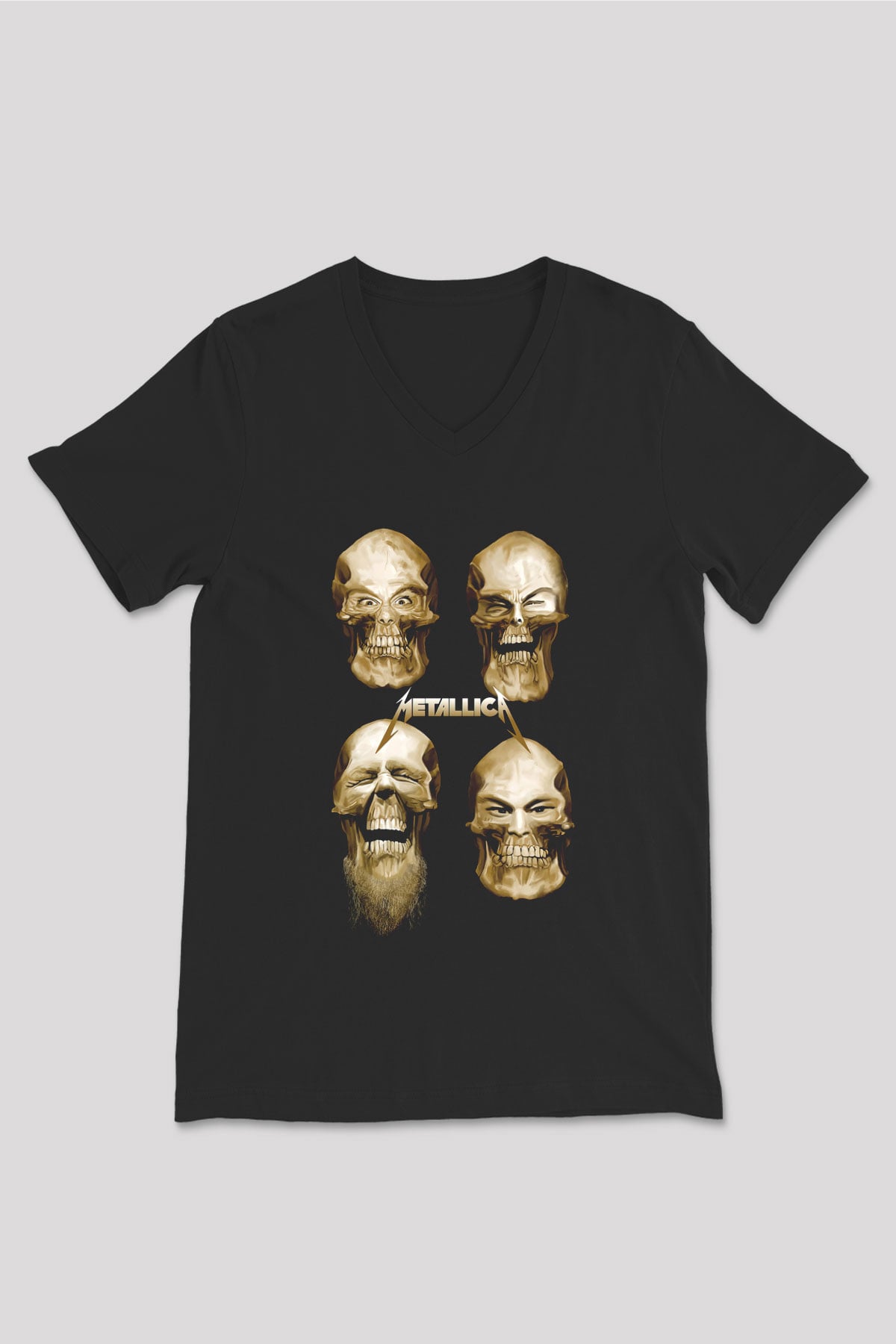 Metallica Siyah Unisex V Yaka Tişört T-Shirt