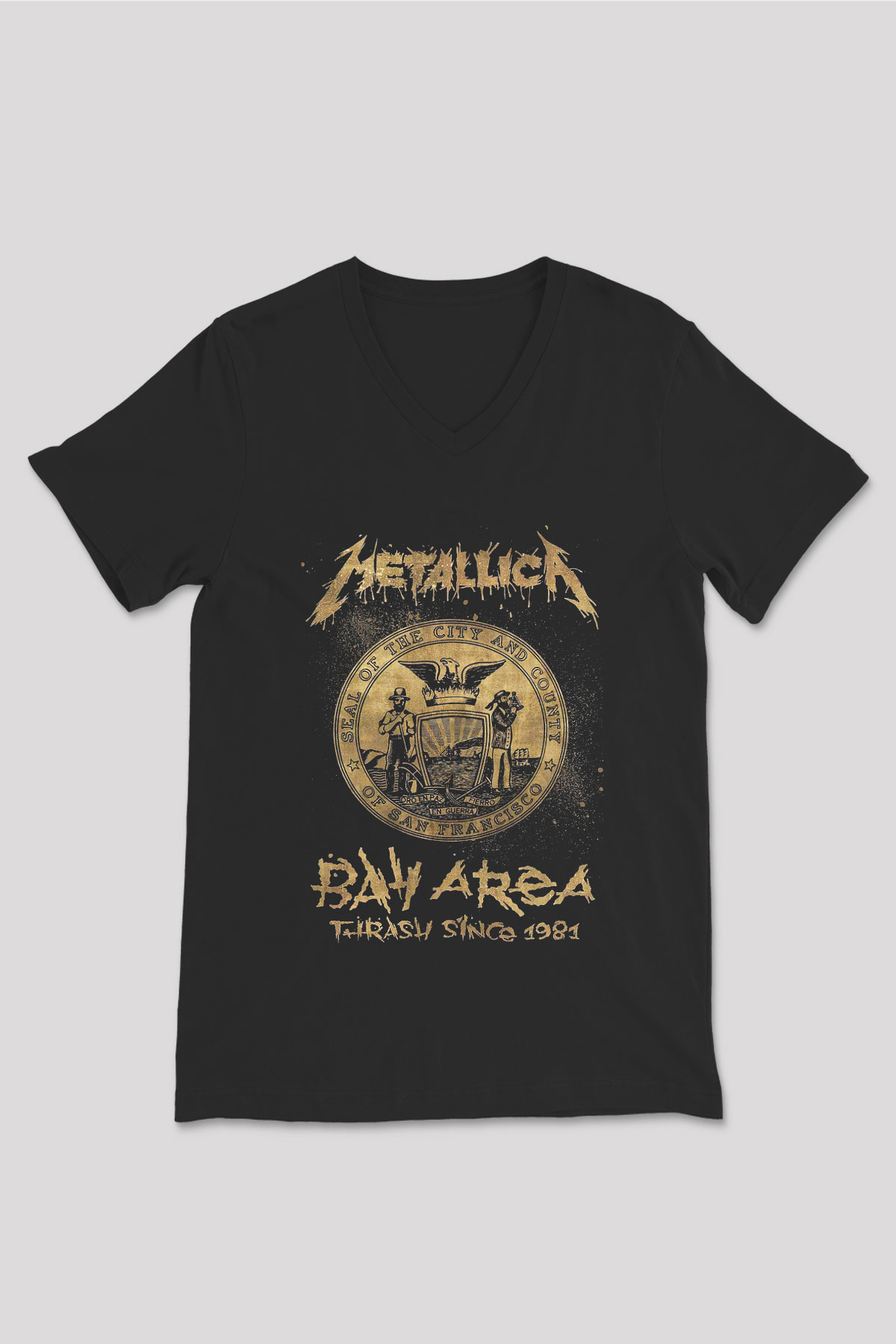 Metallica Siyah Unisex V Yaka Tişört T-Shirt
