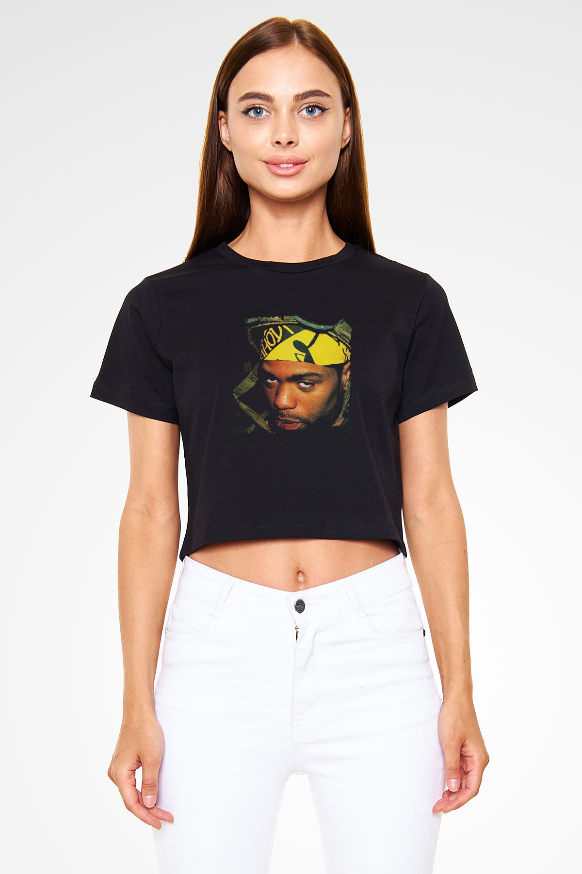 Method Man Baskılı Crop Top Siyah Kadın Tişört