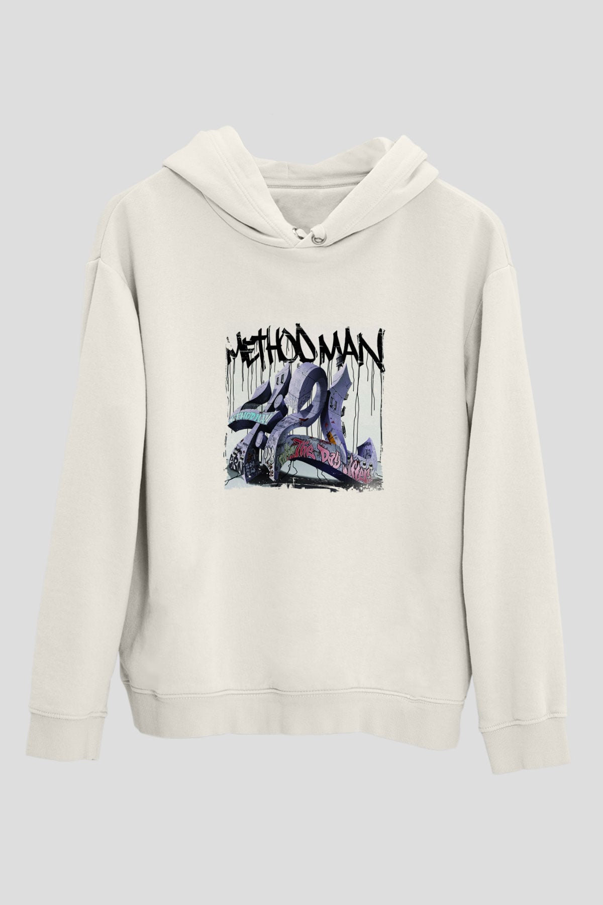 Method Man Baskılı Unisex Beyaz Kapüşonlu Sweatshirt
