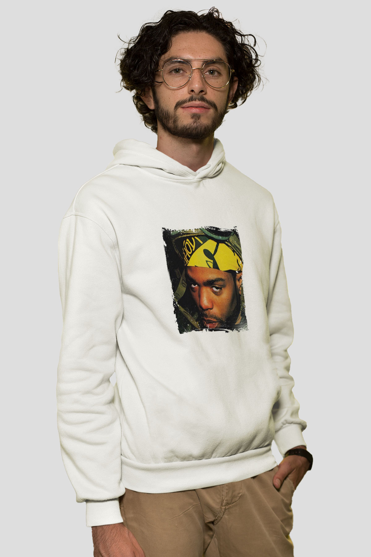Method Man Baskılı Unisex Beyaz Kapüşonlu Sweatshirt