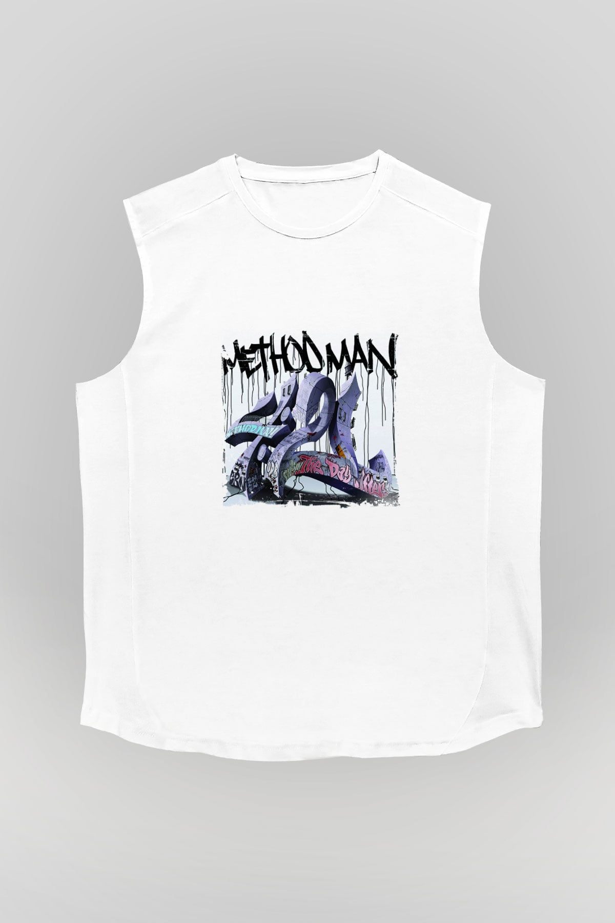 Method Man Baskılı Unisex Beyaz Kolsuz Tişört