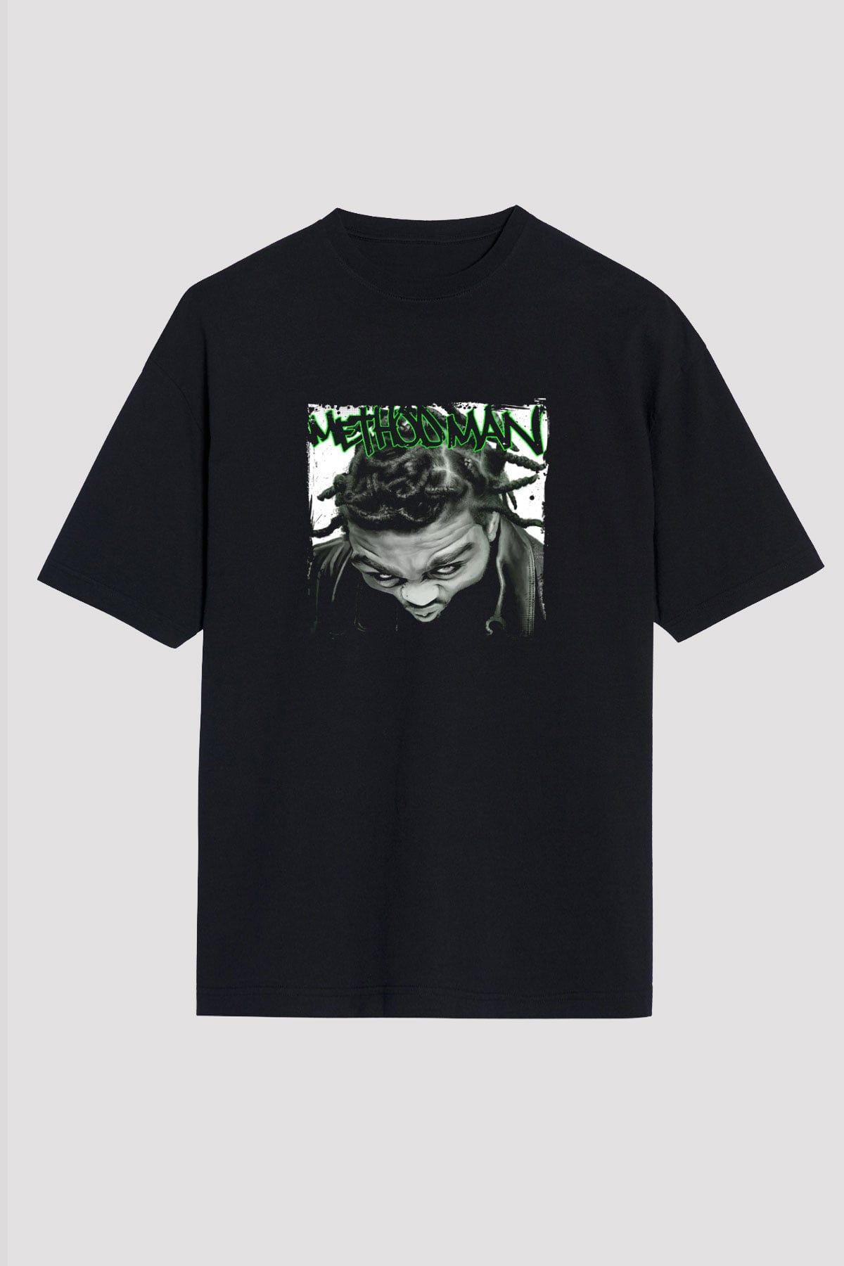 Method Man Baskılı Unisex Oversize Siyah Tişört