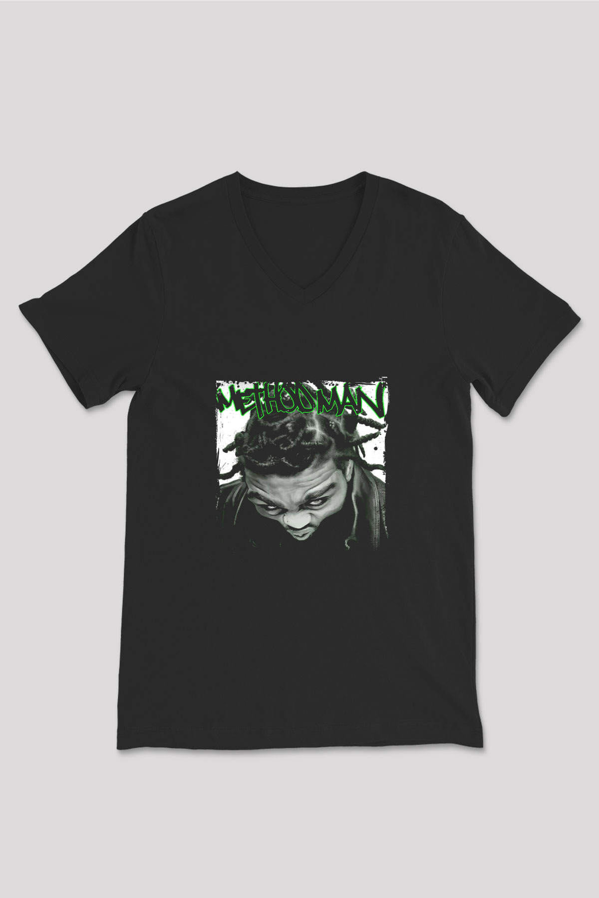 Method Man Baskılı Unisex Siyah V Yaka Tişört