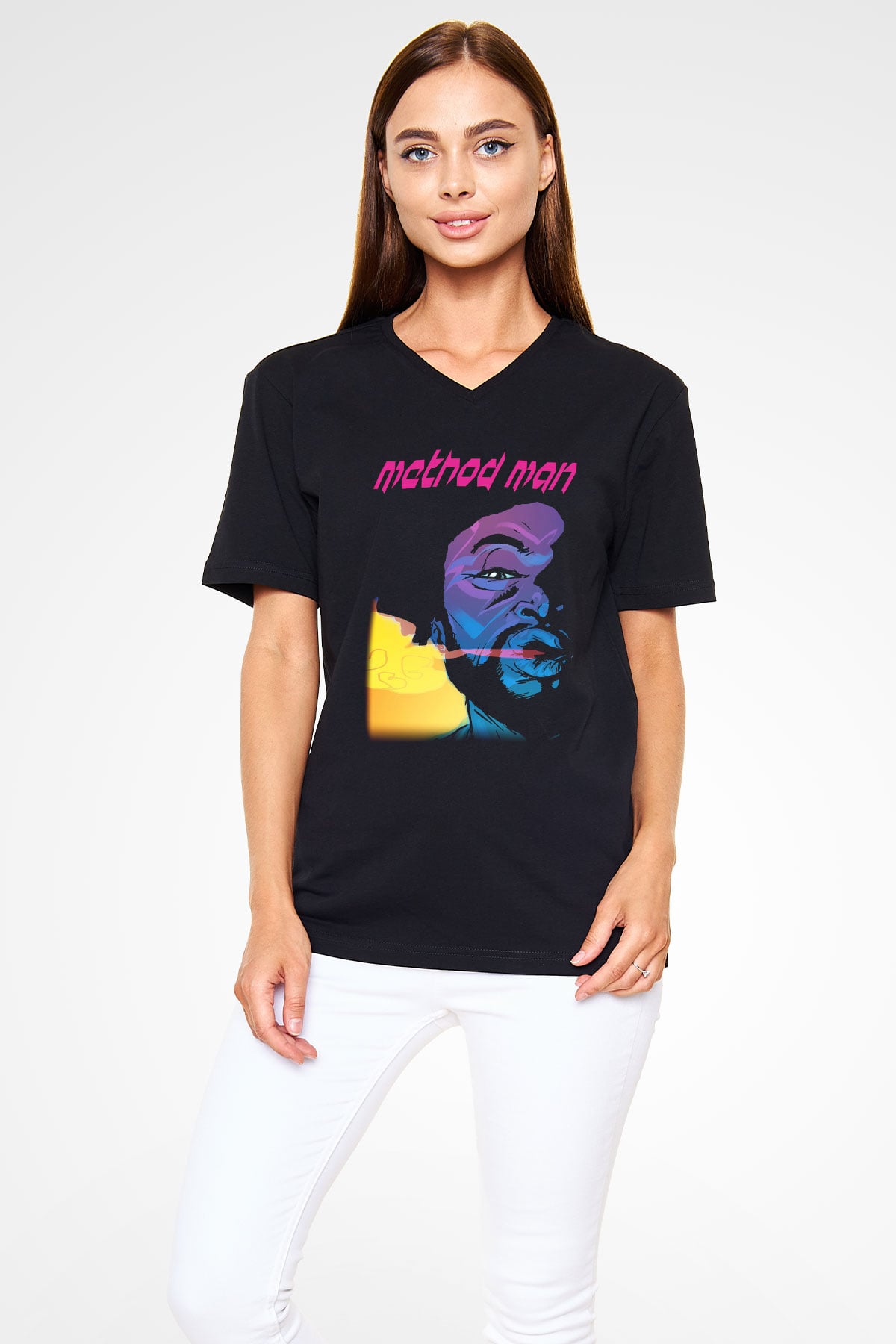 Method Man Siyah Unisex V Yaka Tişört T-Shirt
