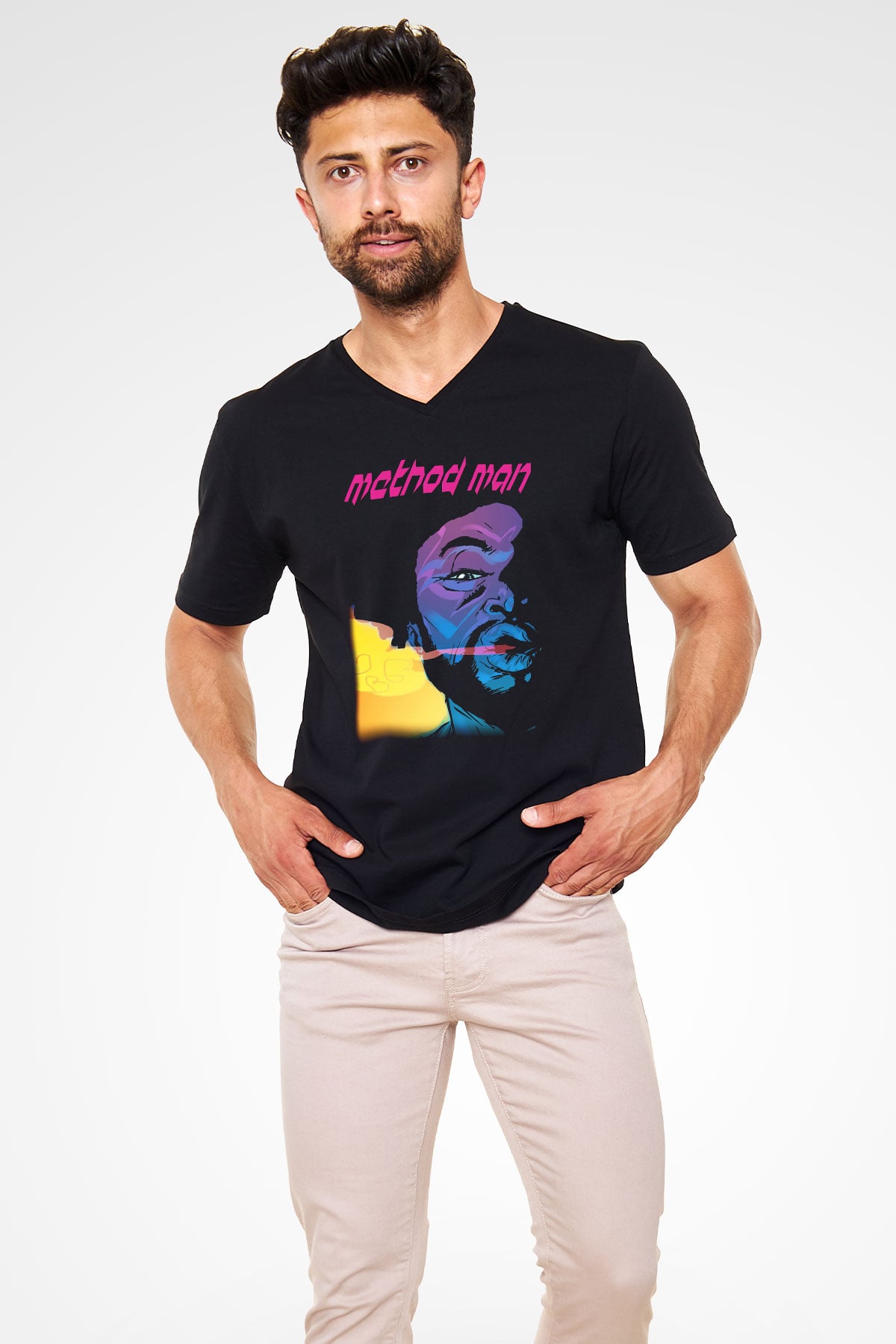 Method Man Siyah Unisex V Yaka Tişört T-Shirt