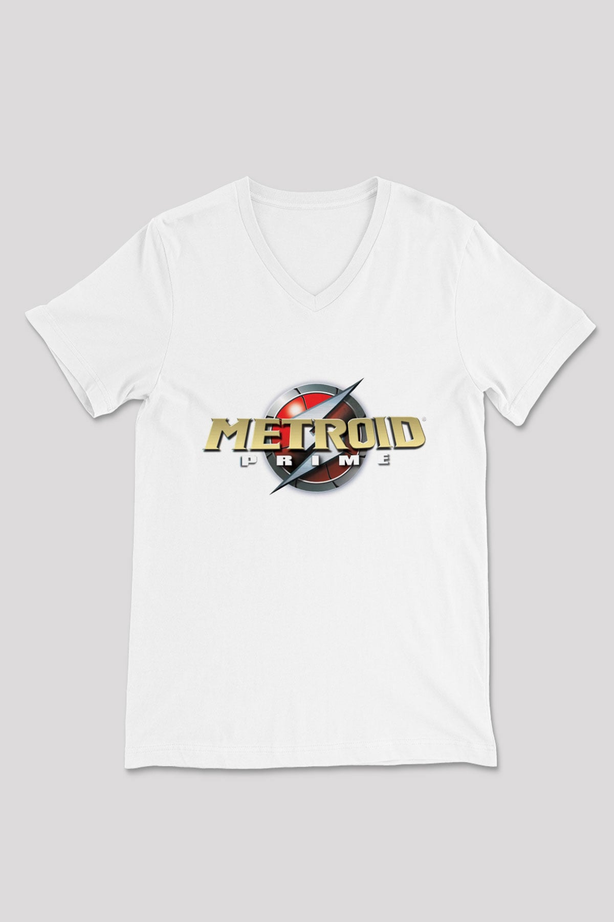 Metroid Prime Beyaz Unisex V Yaka Tişört