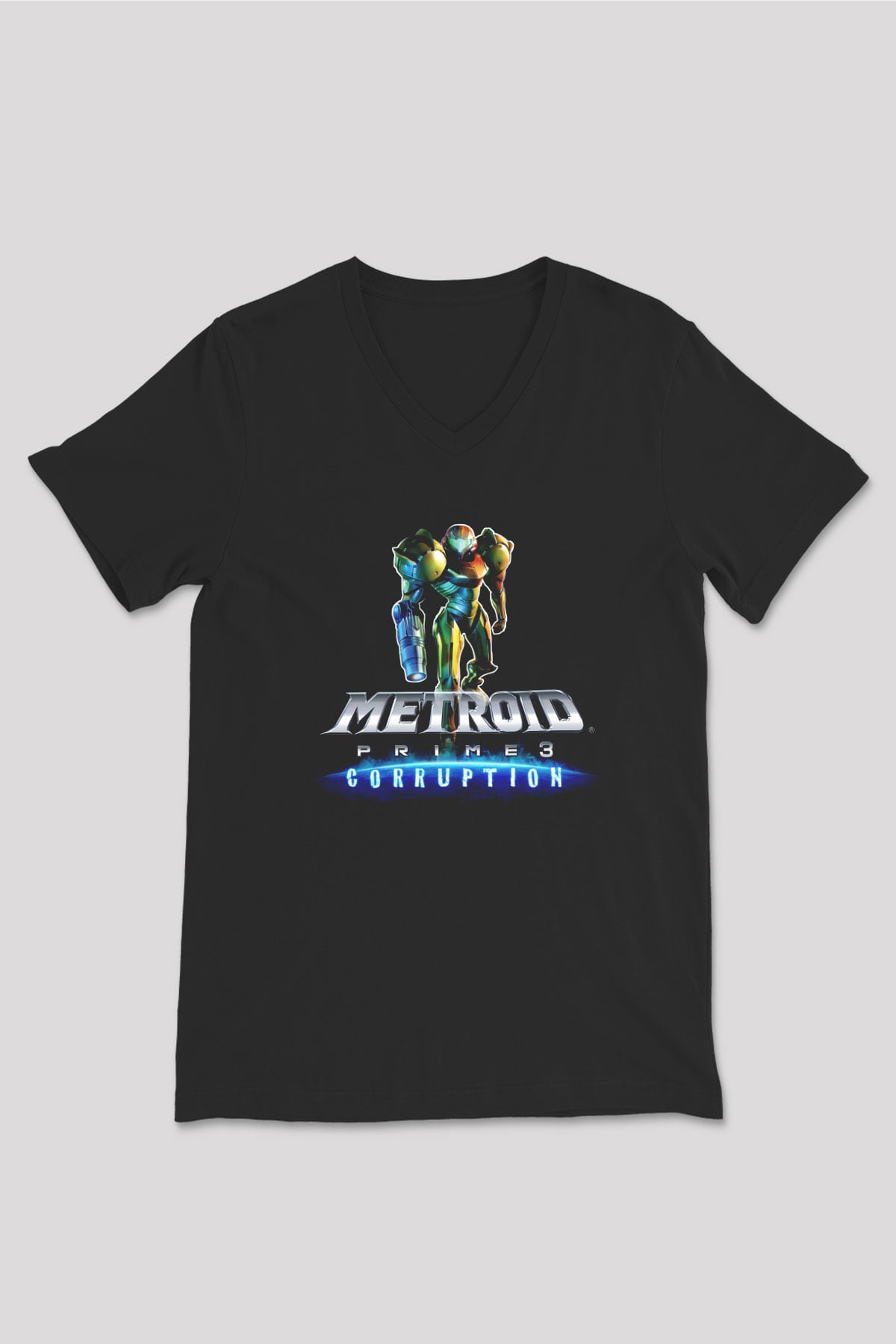 Metroid Prime Siyah Unisex V Yaka Tişört