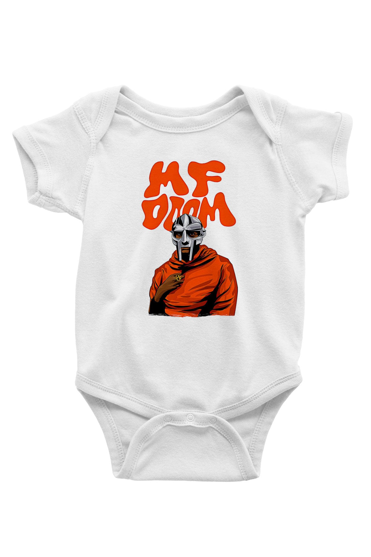 Mf Doom Baskılı Beyaz Unisex Bebek Body - Zıbın