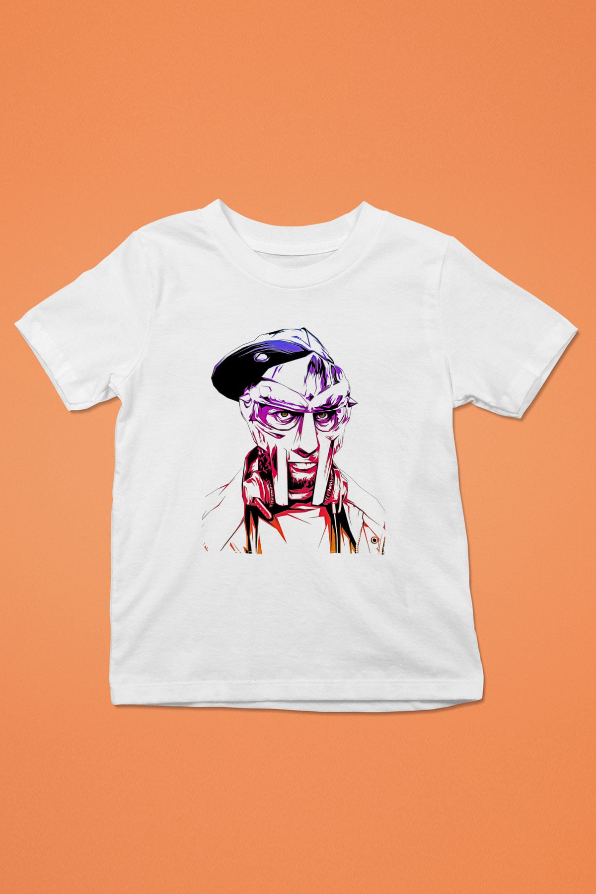 Mf Doom Baskılı Beyaz Unisex Beyaz Çocuk Tişört - Tshirt