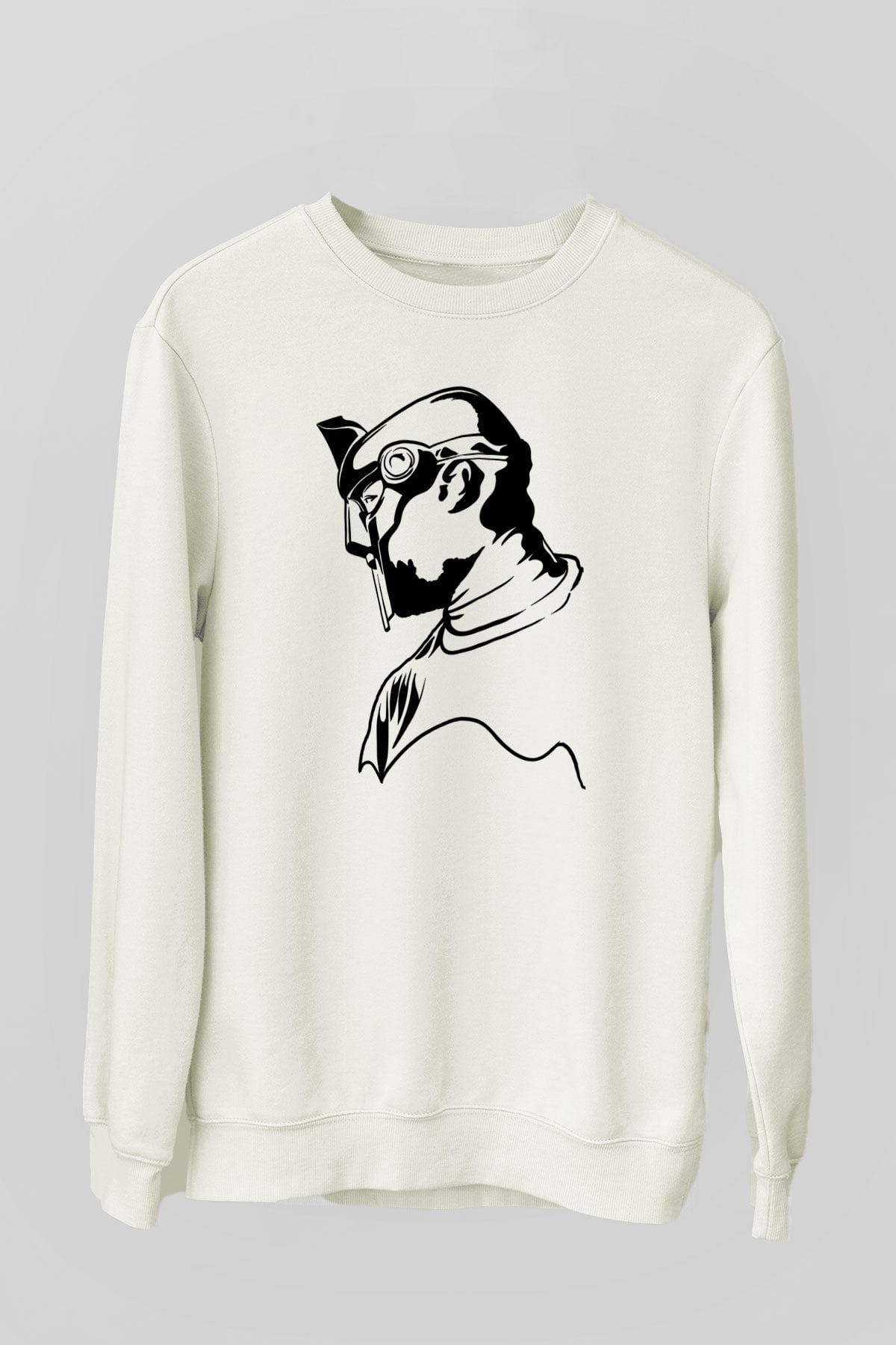 Mf Doom Baskılı Beyaz Unisex Sweatshirt
